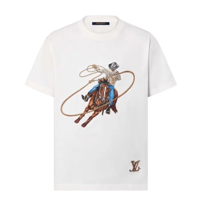Bstsneaker-Louis Vuitton Graphic Embroidered Cotton T-Shirt White 01