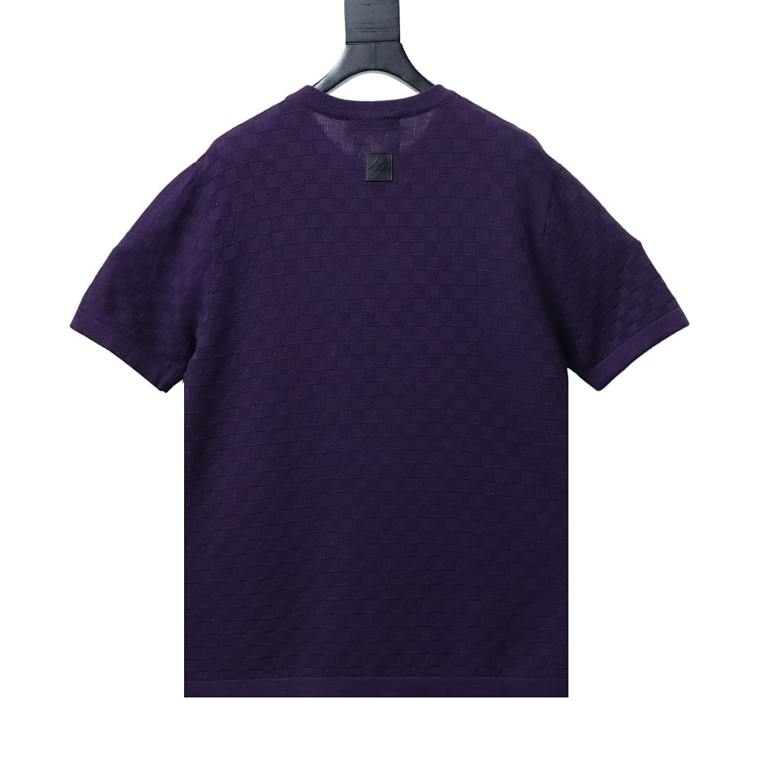 Bstsneaker-Louis Vuitton Damier Jacquard Short-Sleeved Crewneck 160