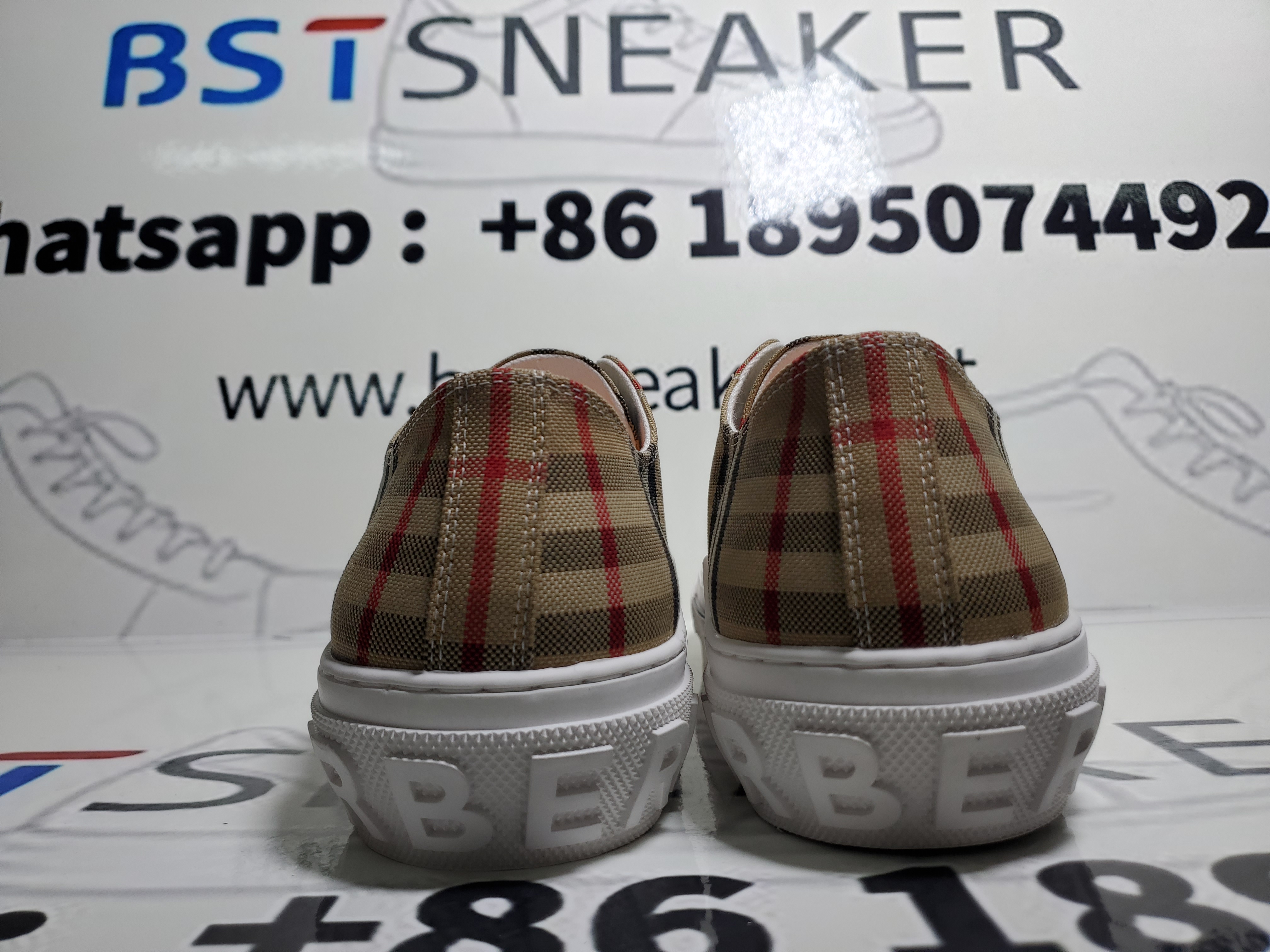 Bstsneaker-Burberry Vintage Check Cotton Sneakers Archive Beige White 8050506