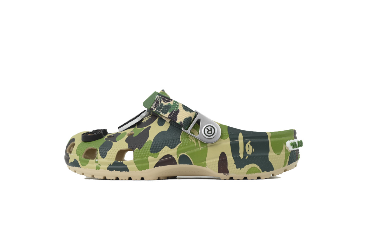 Bstsneaker-Crocs Classic Clog A Bathing Ape ABC Camo Green Slippers