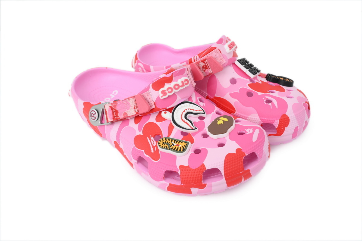 Bstsneaker-Crocs Classic Clog A Bathing Ape ABC Camo Pink Slippers