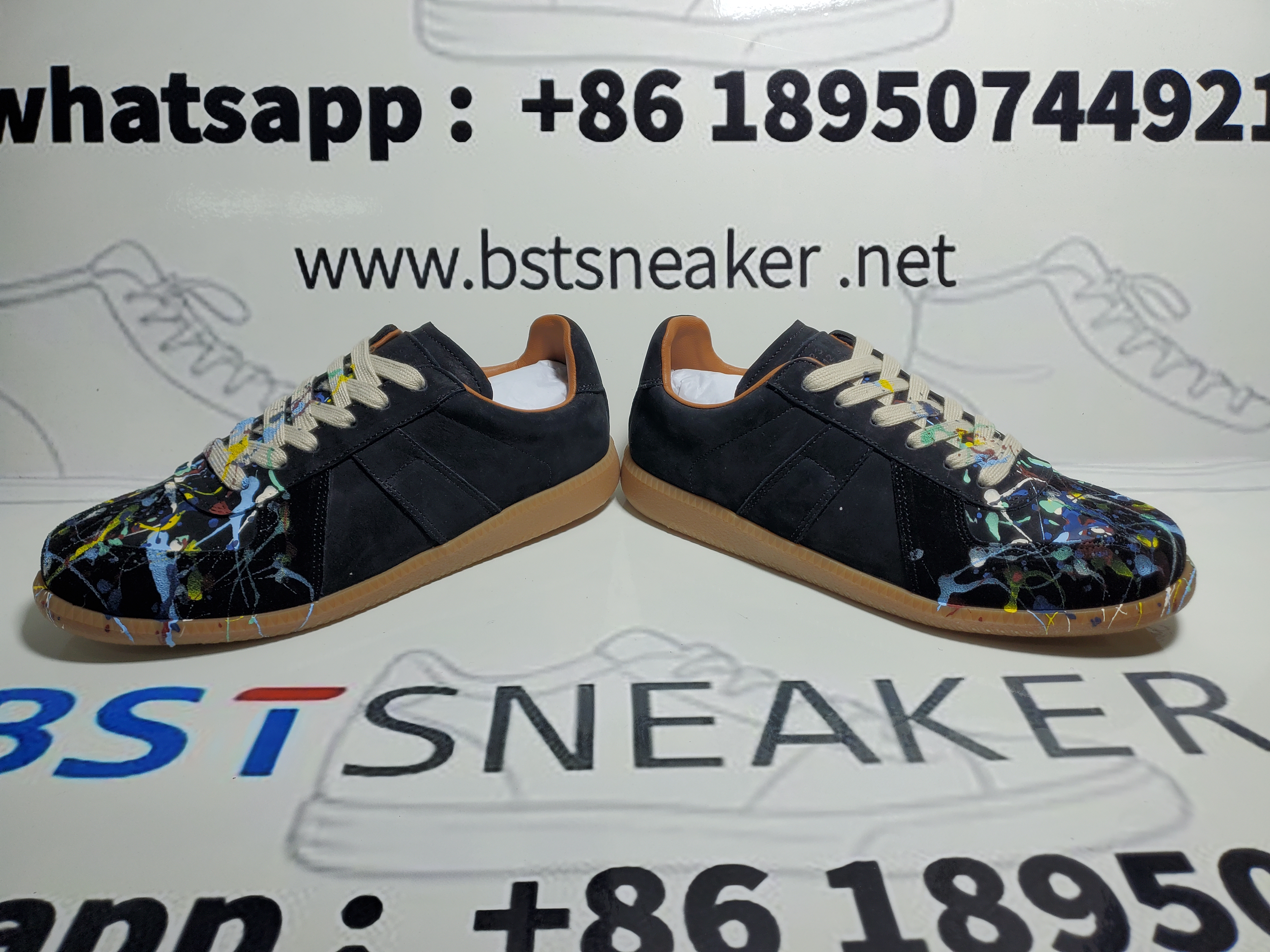 Bstsneaker-Maison Margiela Black Paint Replica Sneakers 