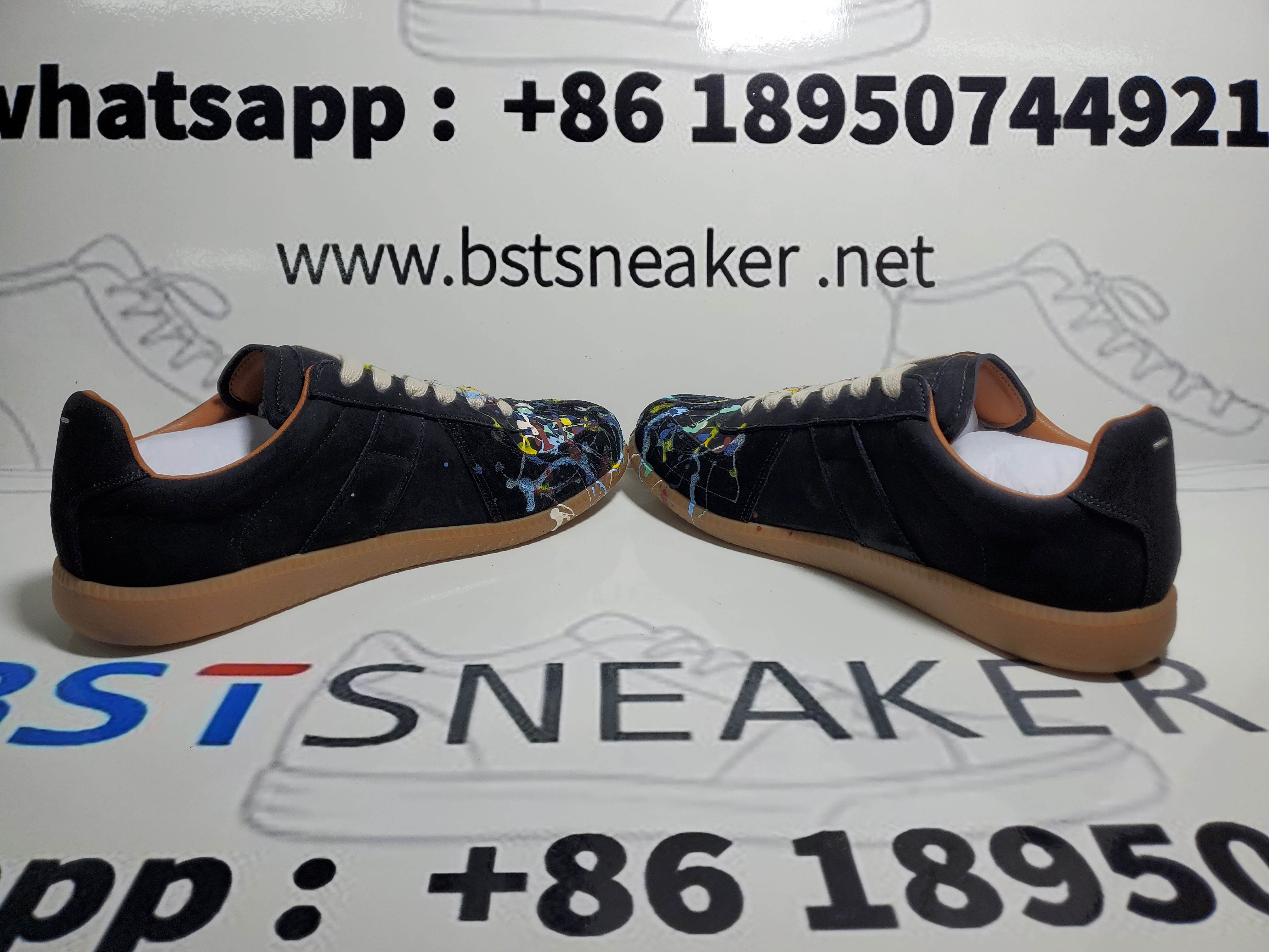 Bstsneaker-Maison Margiela Black Paint Replica Sneakers 