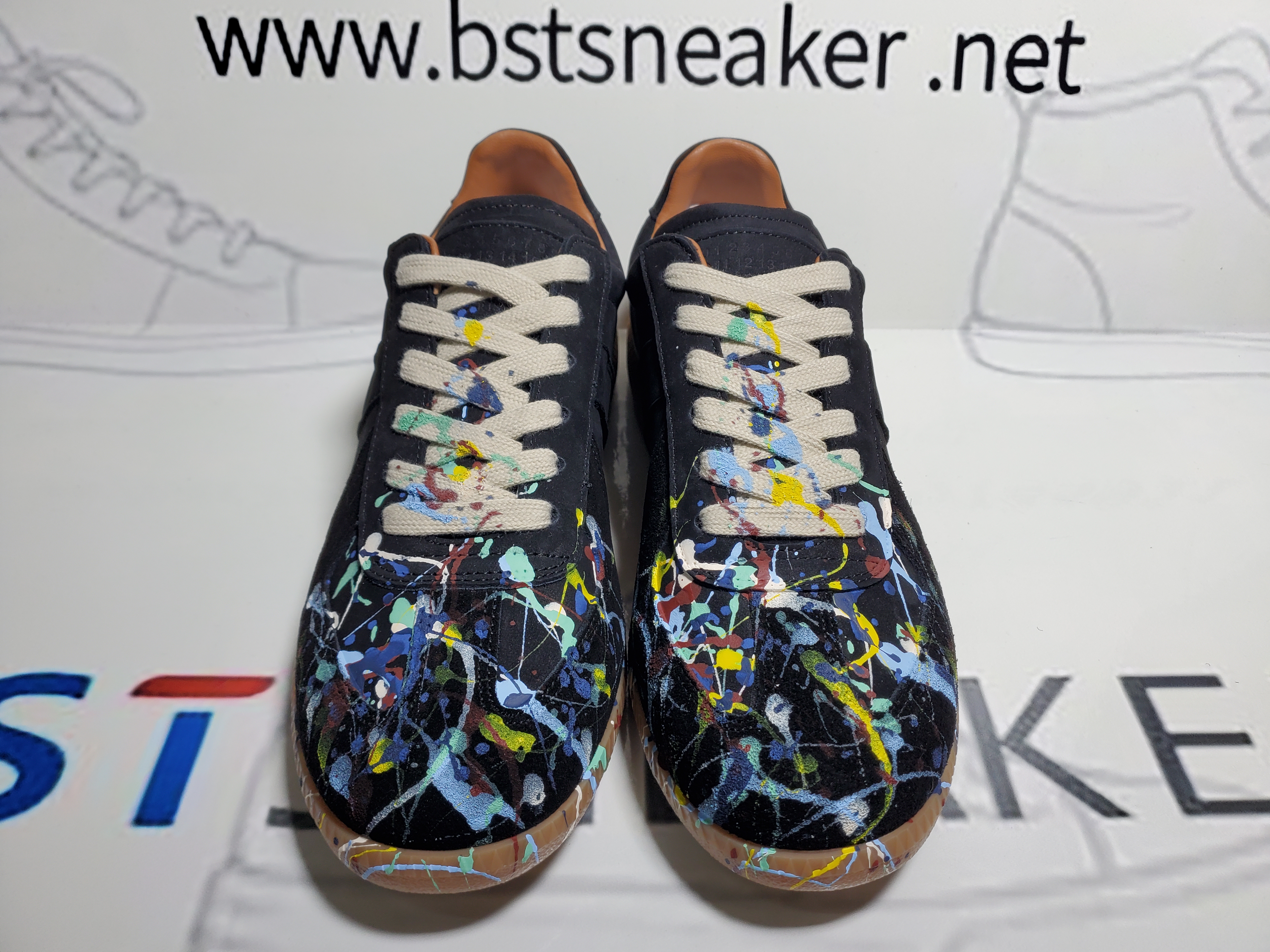 Bstsneaker-Maison Margiela Black Paint Replica Sneakers 
