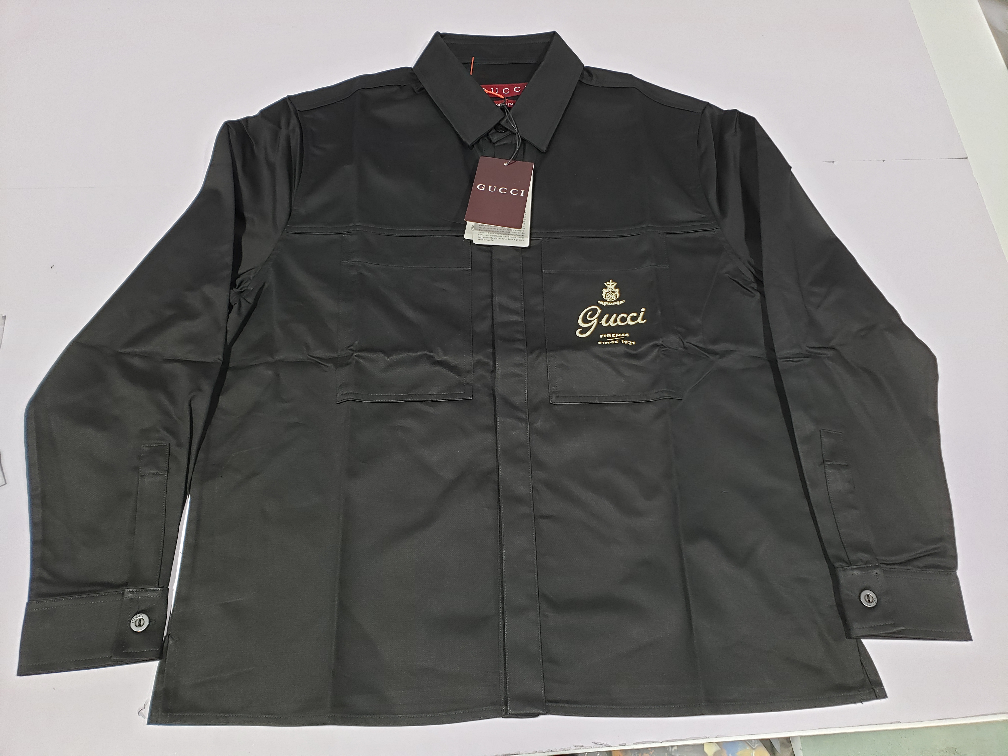 Bstsneaker-GUCCI Cotton twill shirt Dark Blue 360