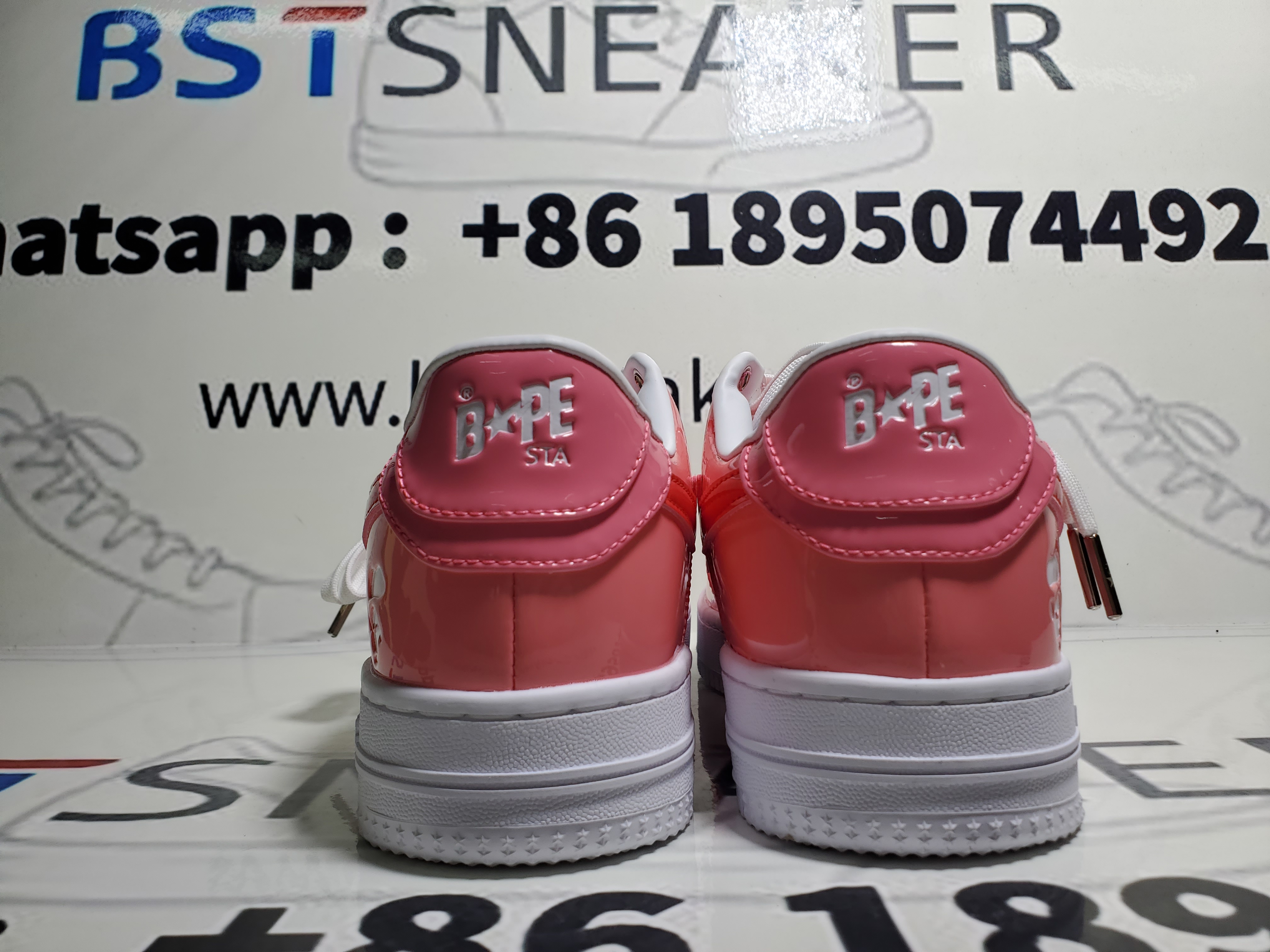 Bstsneaker-Bapesta A Bathing Ape Bape Sta Low Pink Paint Leather 1H2-019-1046 