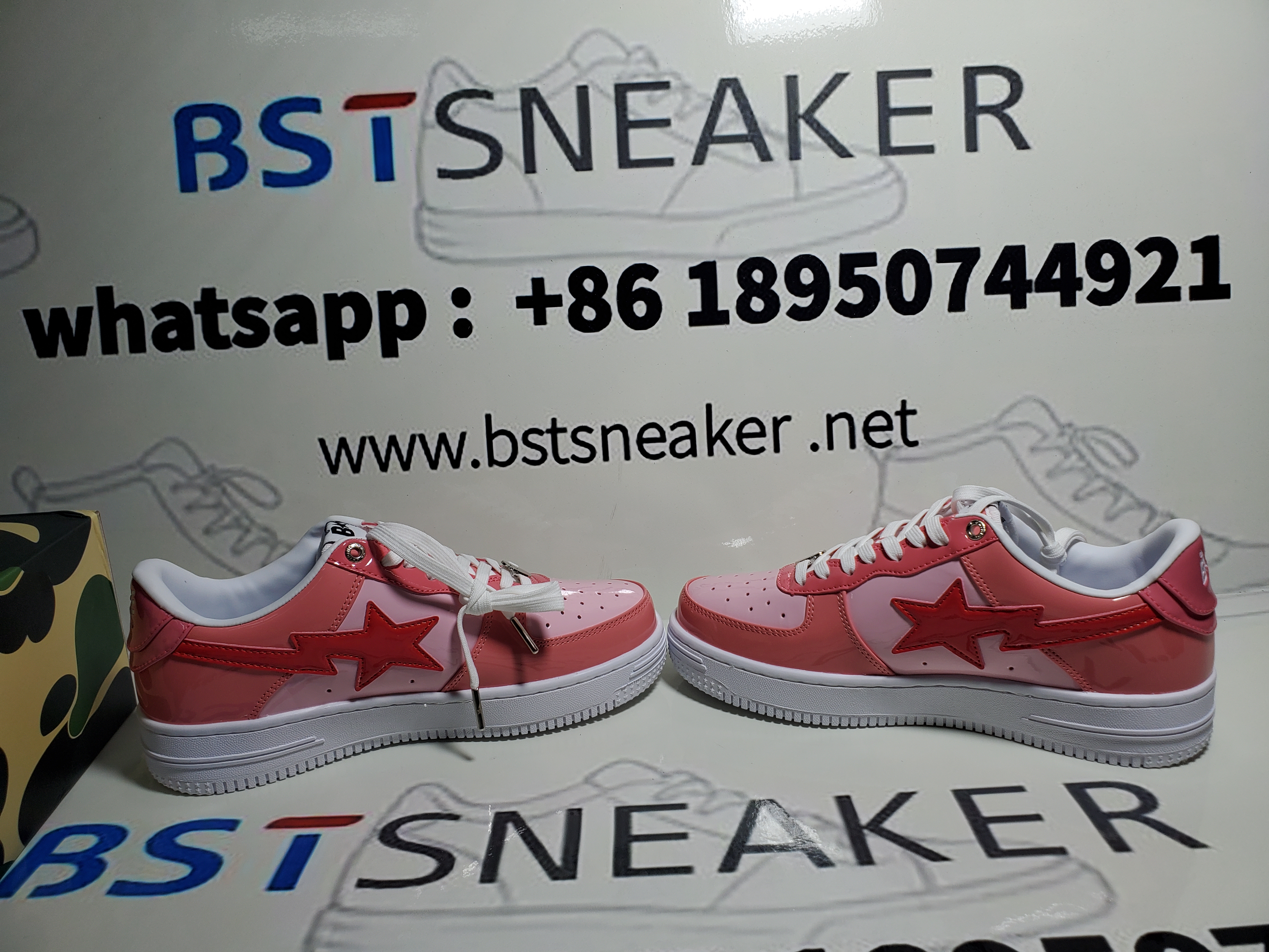 Bstsneaker-Bapesta A Bathing Ape Bape Sta Low Pink Paint Leather 1H2-019-1046 