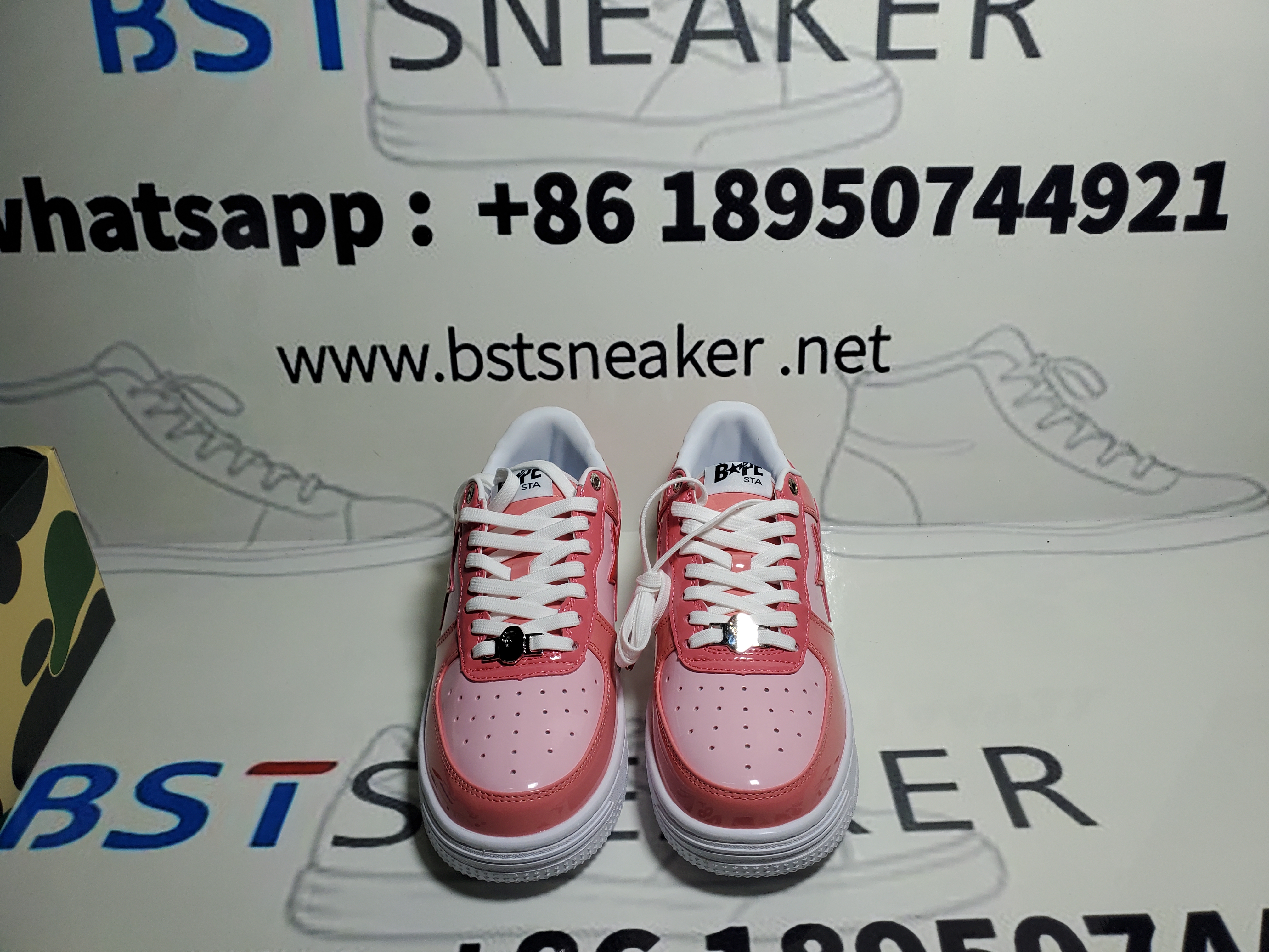 Bstsneaker-Bapesta A Bathing Ape Bape Sta Low Pink Paint Leather 1H2-019-1046 