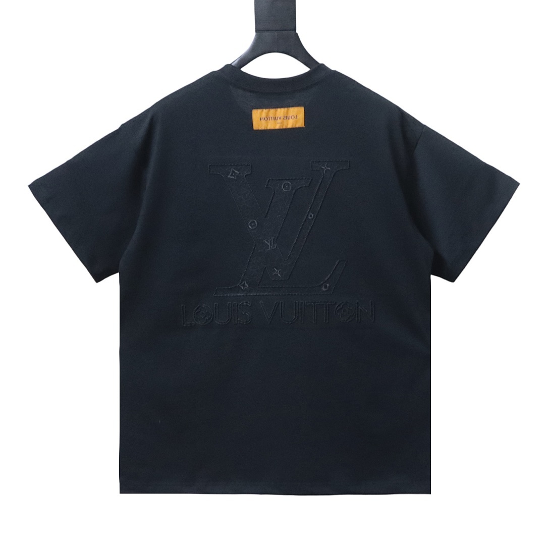 Bstsneaker-Louis Vuitton 3D Embossed LV LOGO T-Shirt Black 150