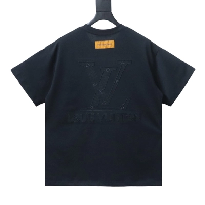 Bstsneaker-Louis Vuitton 3D Embossed LV LOGO T-Shirt Black 150 01