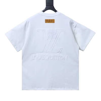 Bstsneaker-Louis Vuitton 3D Embossed LV LOGO T-Shirt White 150 01