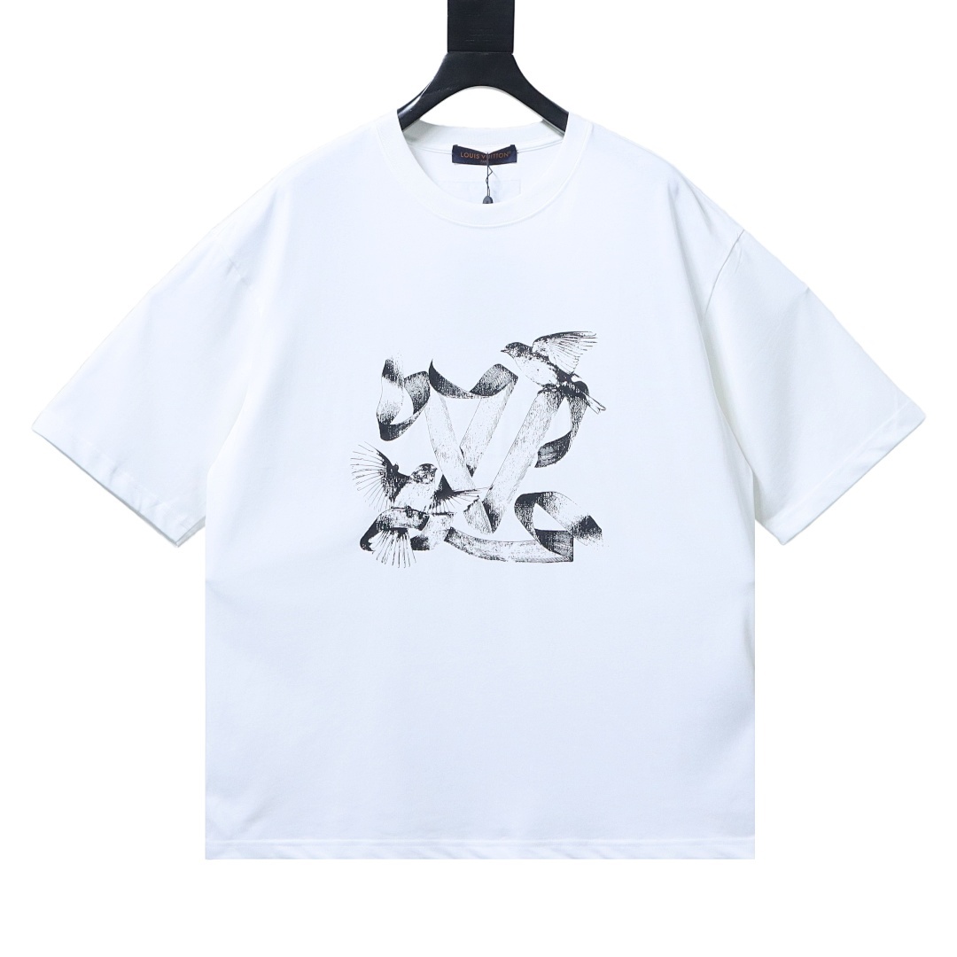 Bstsneaker-Louis Vuitton LV Birds Printed Cotton T Shirt 130