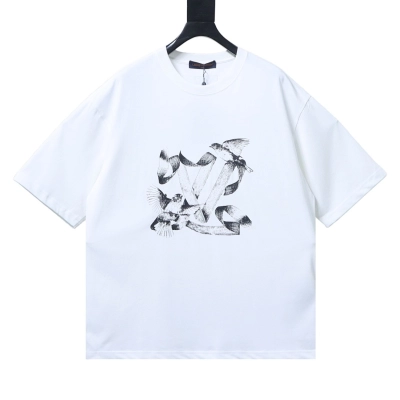 Bstsneaker-Louis Vuitton LV Birds Printed Cotton T Shirt 130 01