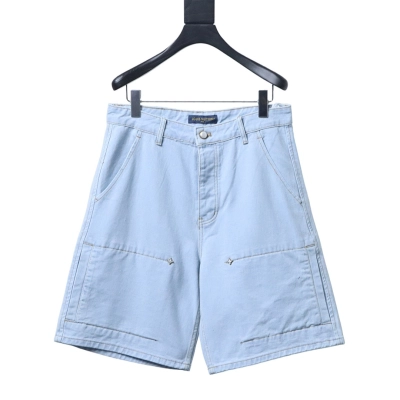 Bstsneaker-Louis Vuitton Signature Embroidered Denim Workwear Shorts 01