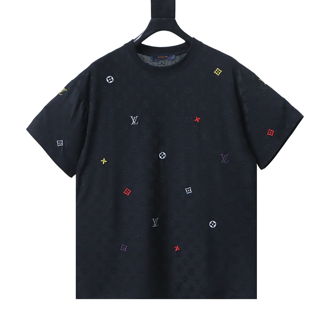 Bstsneaker-Louis Vuitton Clover-embroidered logo T-shirt Black 150