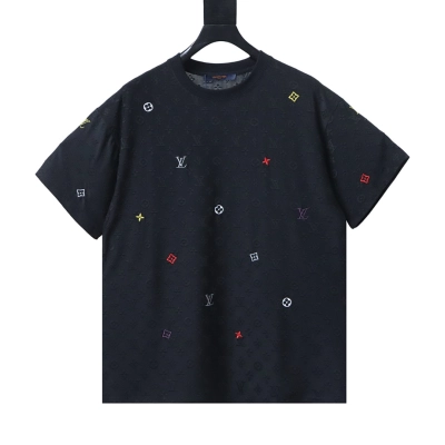 Bstsneaker-Louis Vuitton Clover-embroidered logo T-shirt Black 150 02