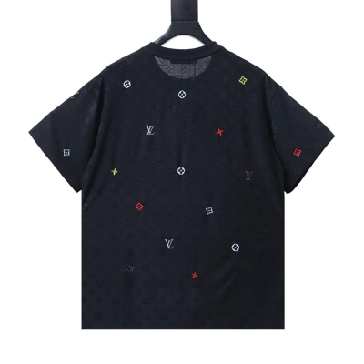 Bstsneaker-Louis Vuitton Clover-embroidered logo T-shirt Black 150 01