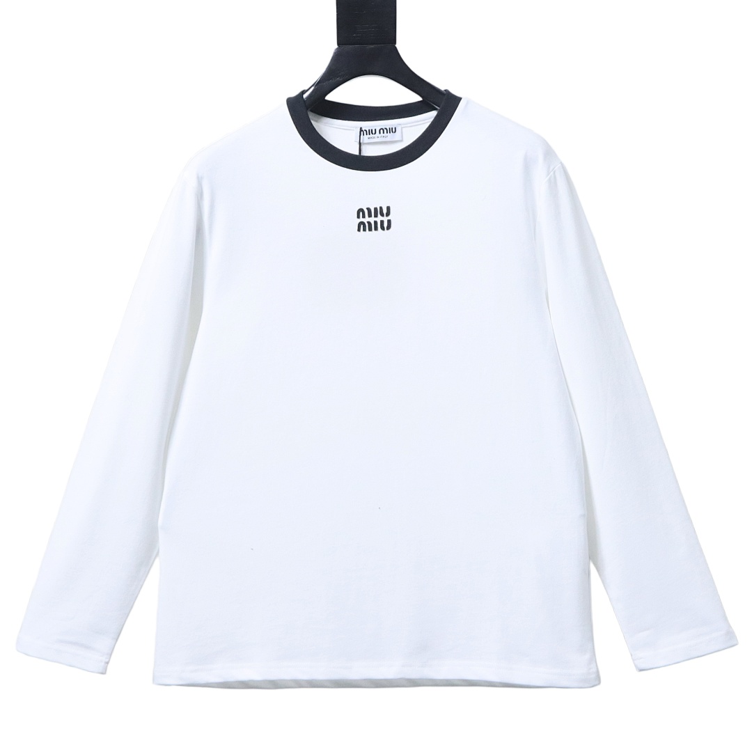 Bstsneaker-Miu Miu embroidered long-sleeved T-shirt 160