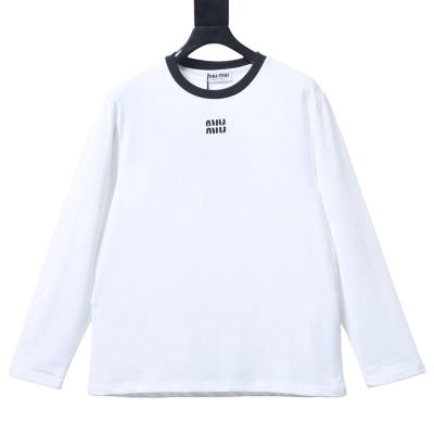 Bstsneaker-Miu Miu embroidered long-sleeved T-shirt 160 01