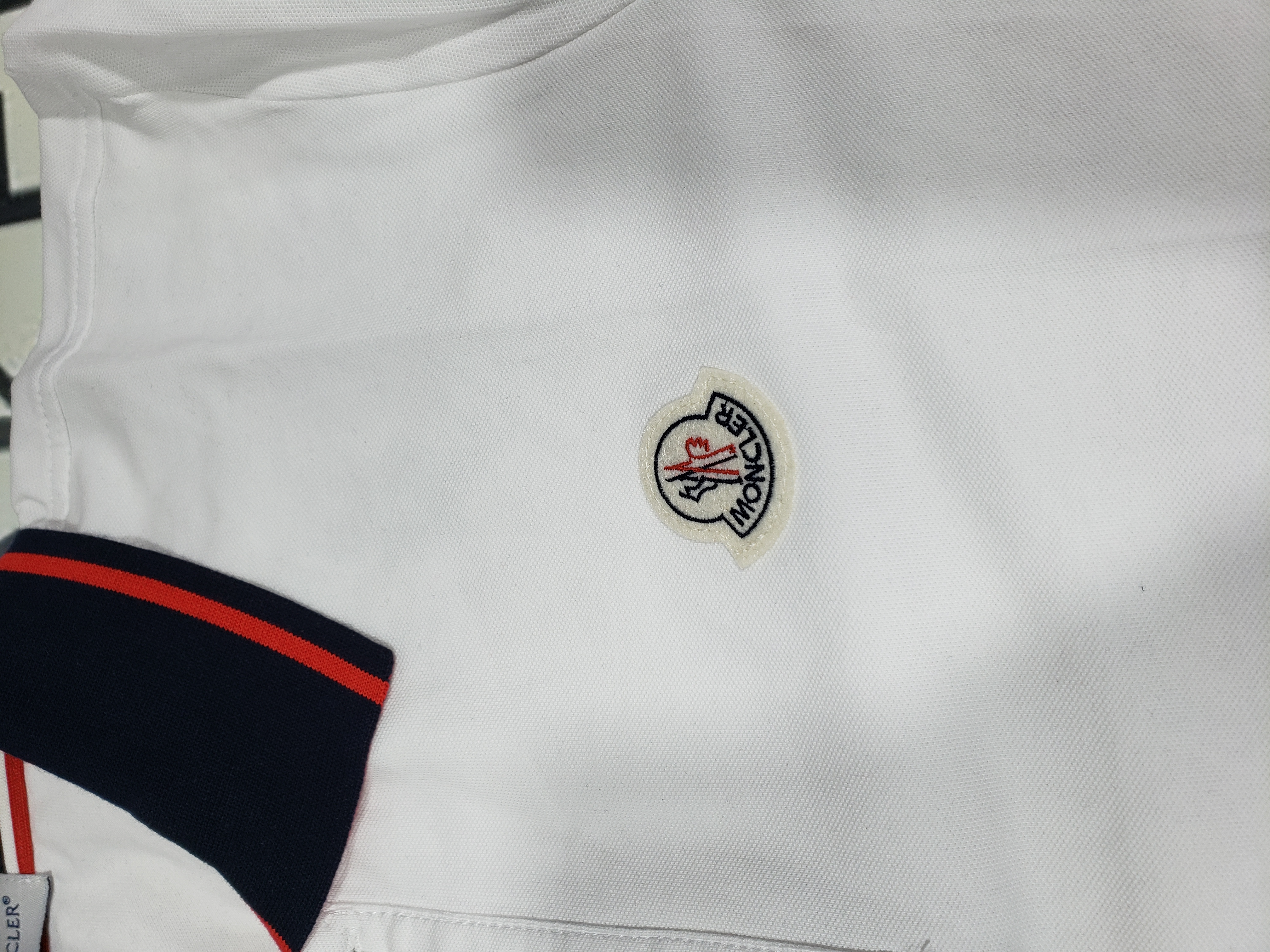 Bstsneaker-Moncler Tricolor Logo Cotton Piquet Polo White Shirt 170