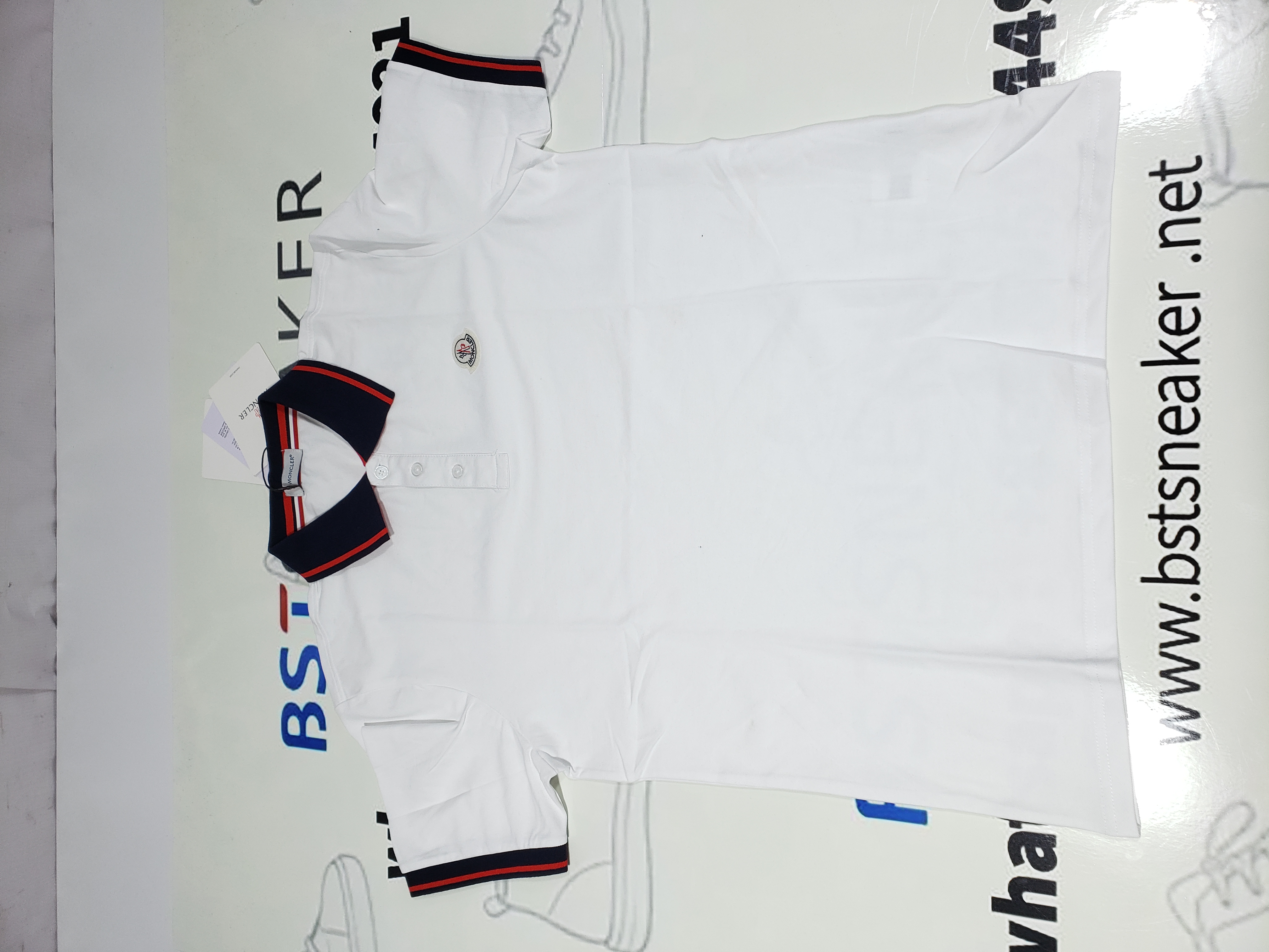 Bstsneaker-Moncler Tricolor Logo Cotton Piquet Polo White Shirt 170