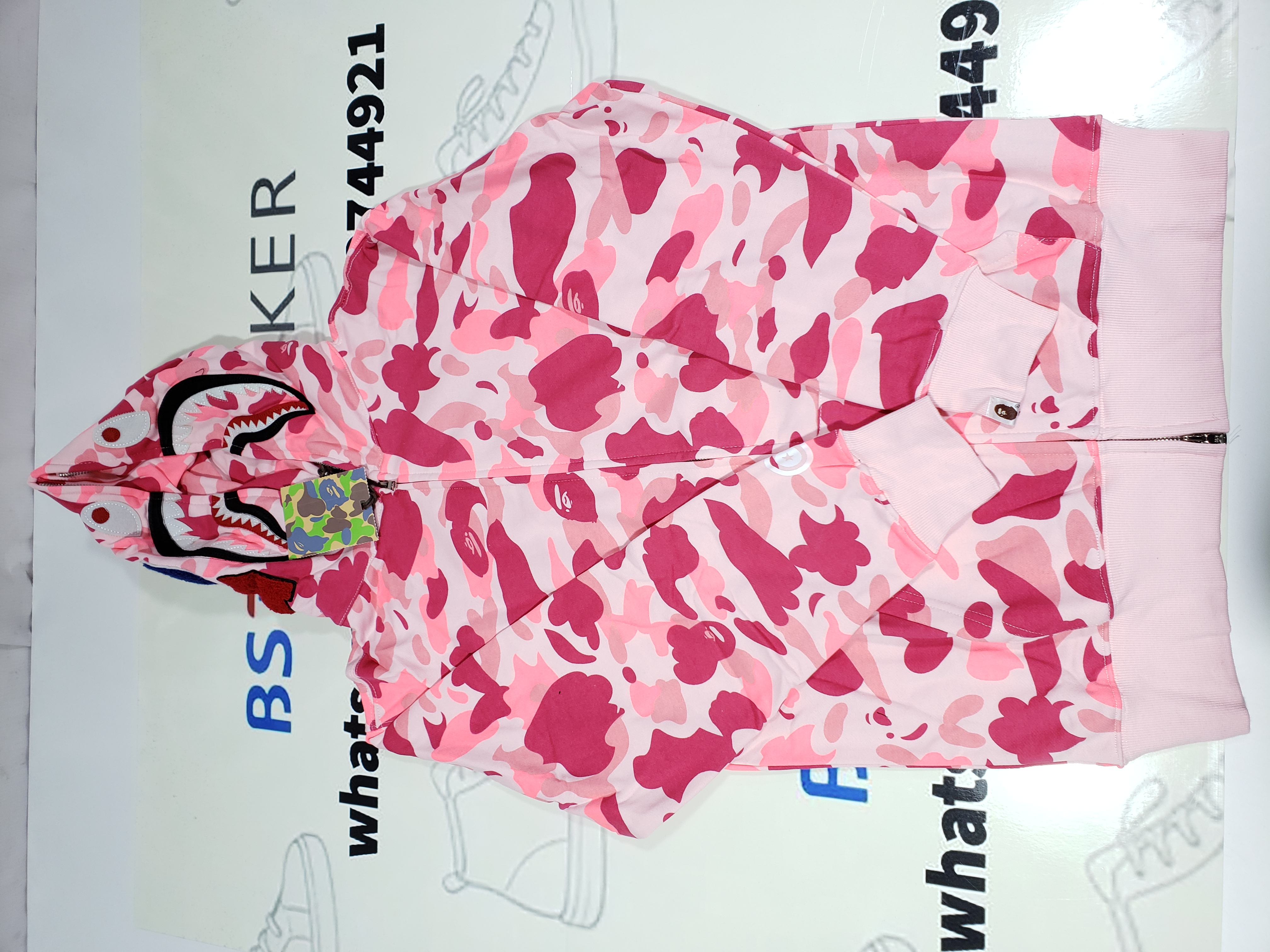 Bstsneaker-BAPE Color Camo Shark Zip Hoodie Pink 160