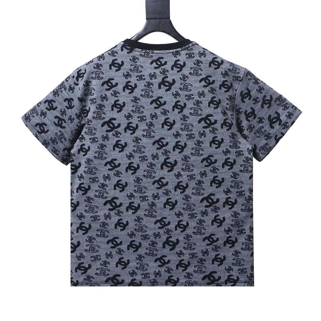 Bstsneaker-Chanel CC Short-Sleeved T-Shirt Dark Grey 170