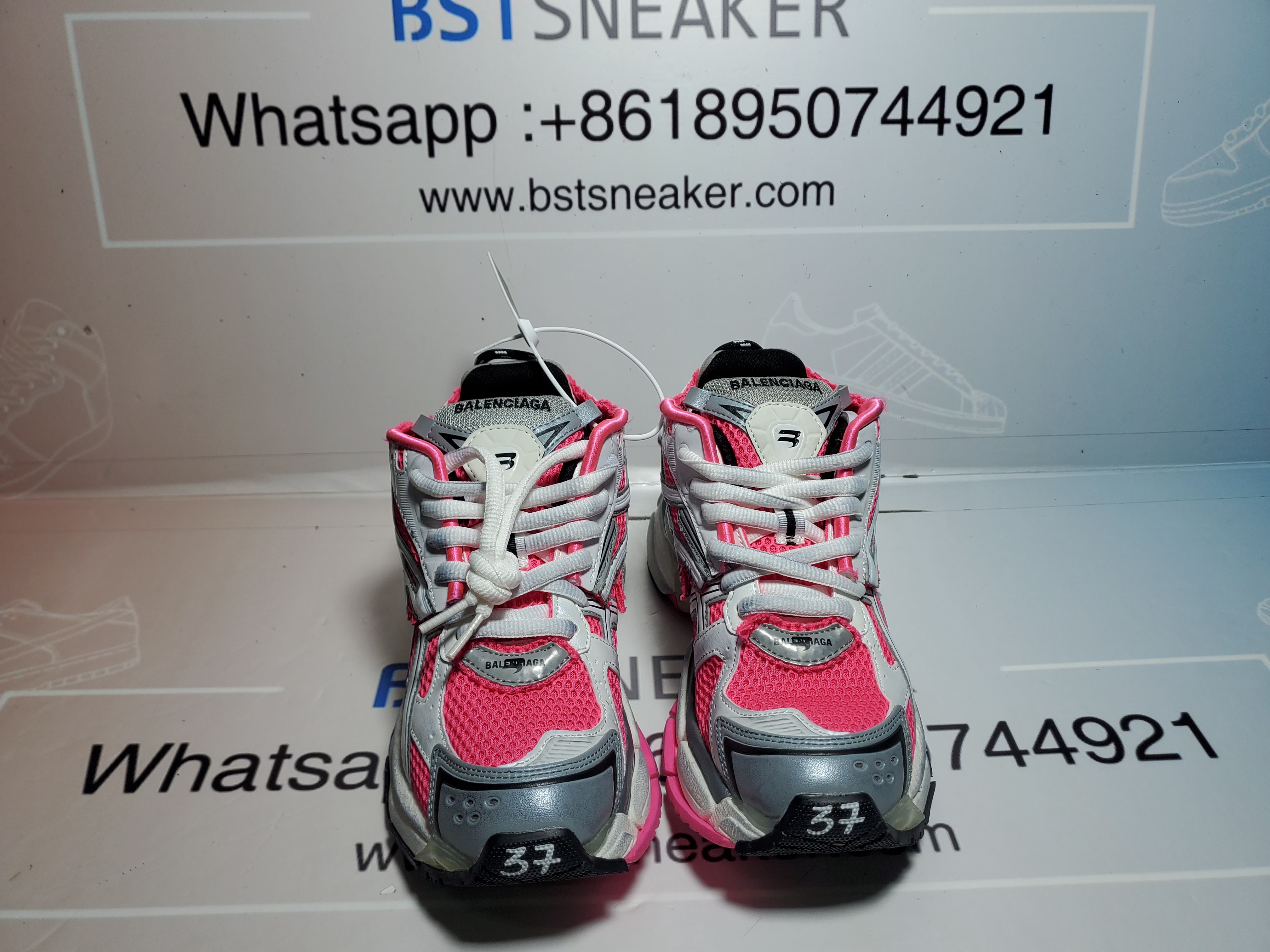 Bstsneaker-Balenciaga Runner White Fluo Pink (Women's) 677402 W3RBN 9155