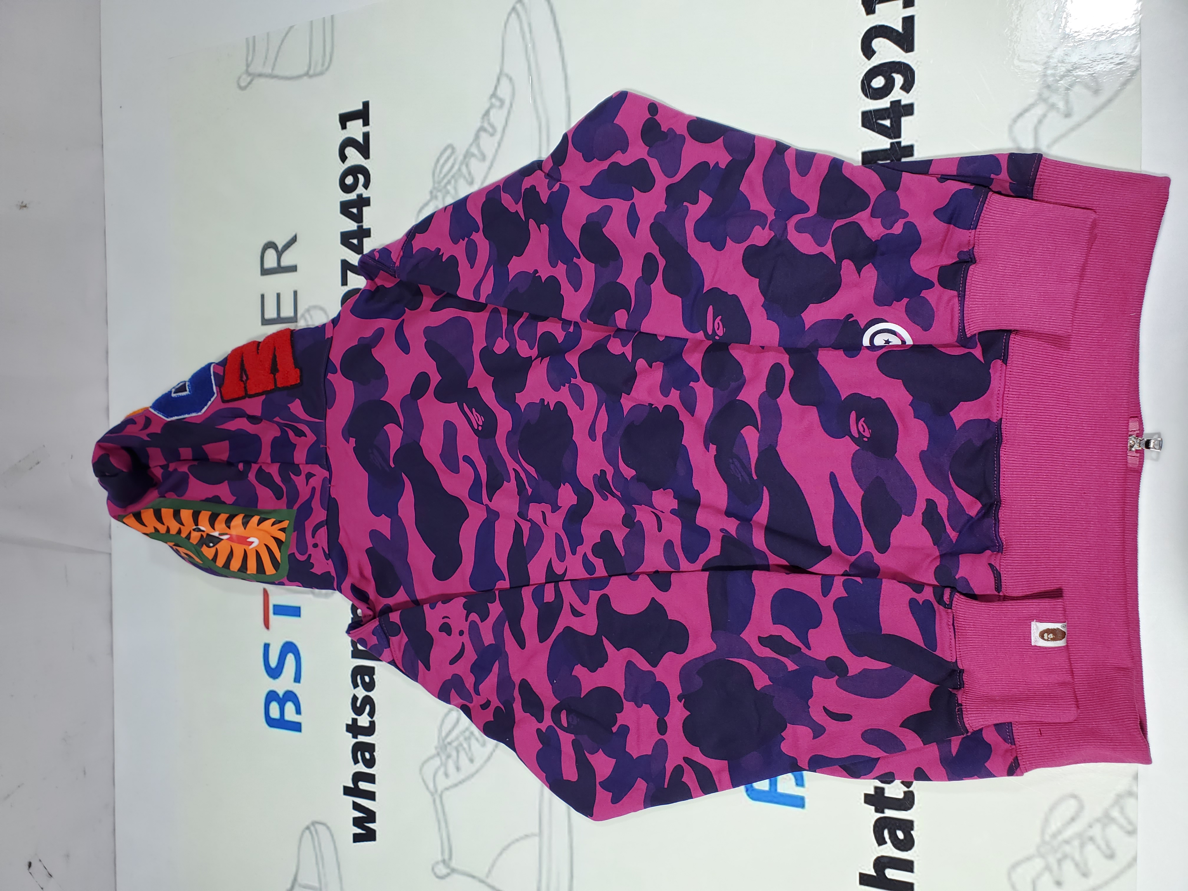 Bstsneaker-BAPE ABC Camo Shark Full-Zip Hoodie Dark Pink