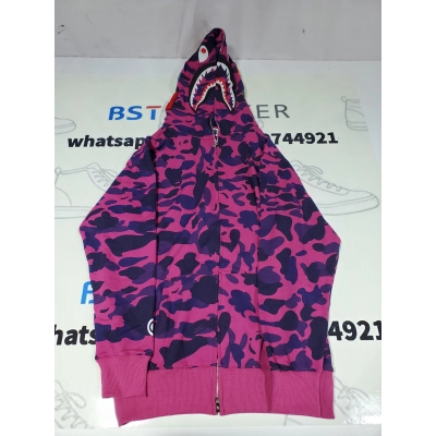 Bstsneaker-BAPE ABC Camo Shark Full-Zip Hoodie Dark Pink 02
