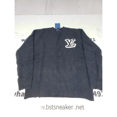 Bstsneaker-Louis Vuitton LV Intarsia Crewneck Sweater Black 02