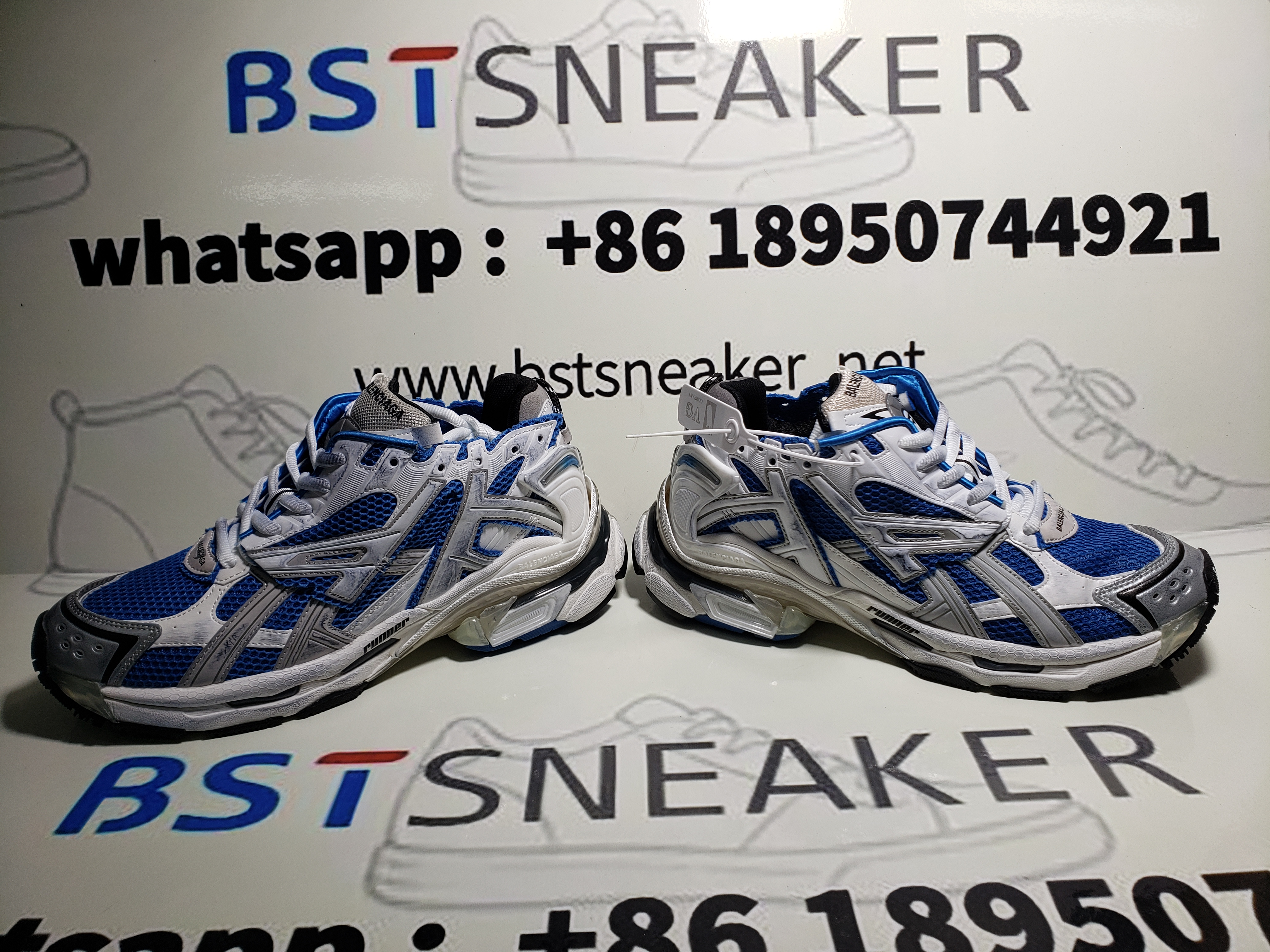 Bstsneaker-Balenciaga Runner Blue White 677402W3RB34912