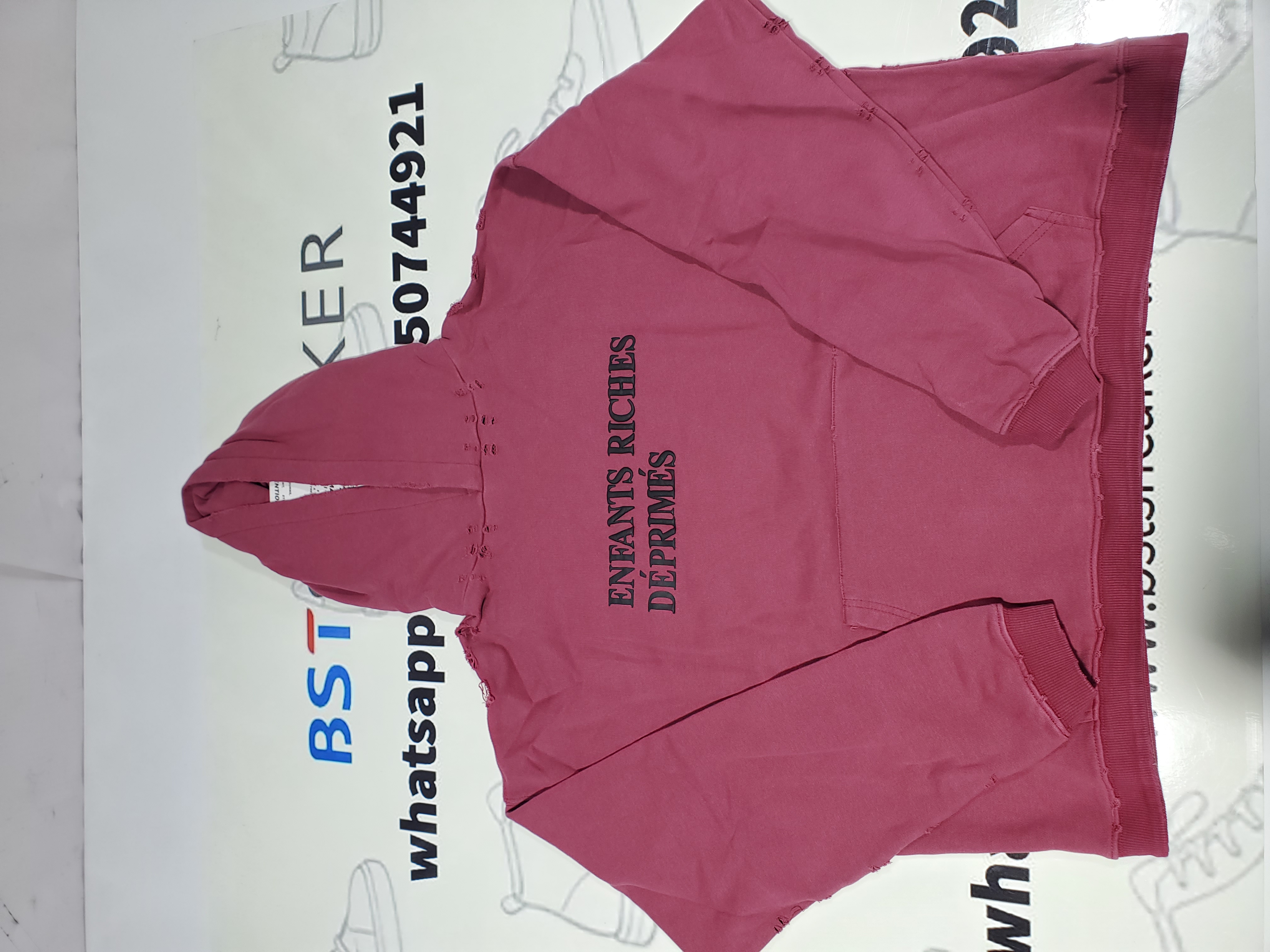 Bstsneaker-Enfants Riches Déprimés Thrashed Logo Hoodie 'Worn Burgundy/Black' 220