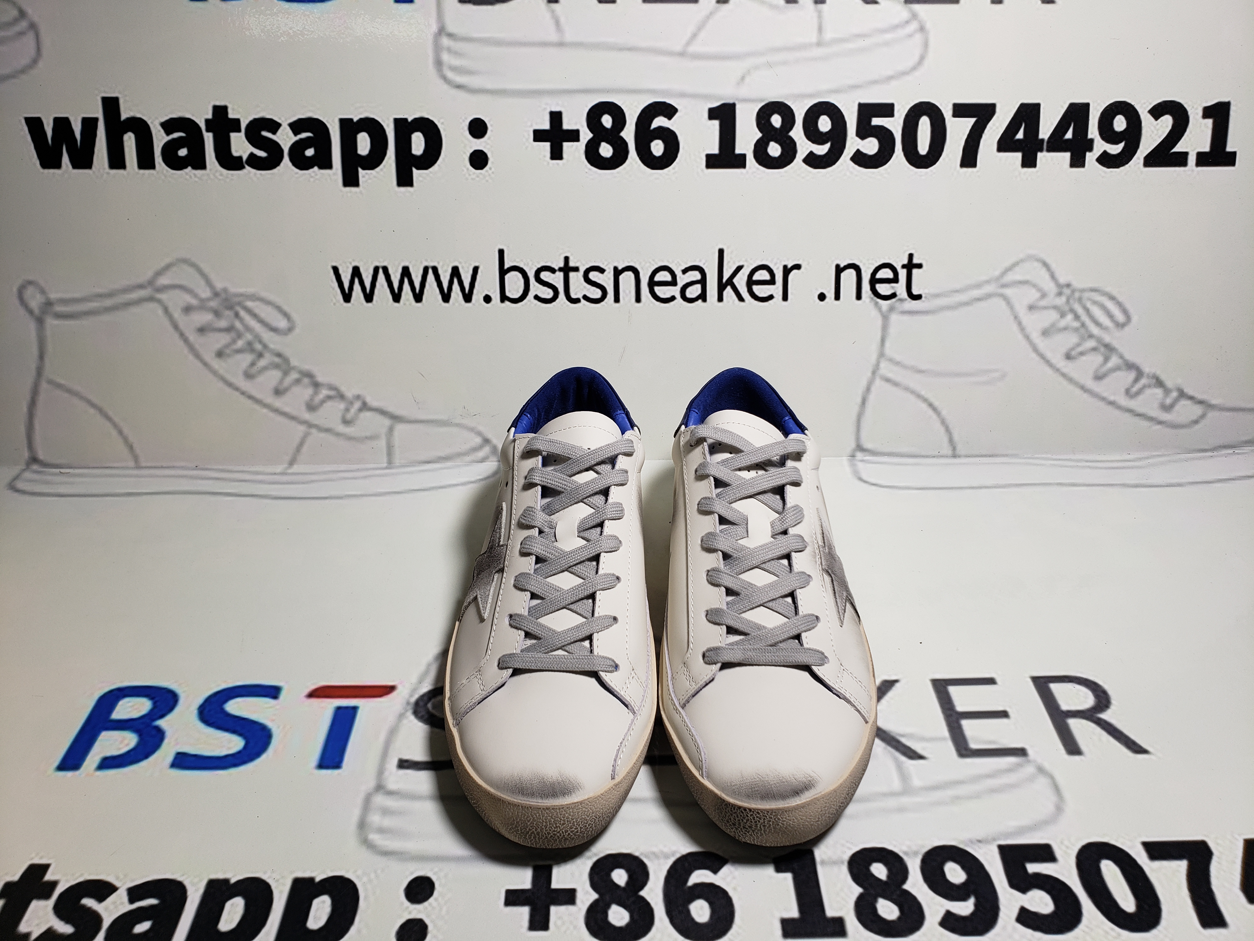Bstsneaker-Golden Goose Super-Star White Navy Blue Heel Tab GMF00360-F003184-81753