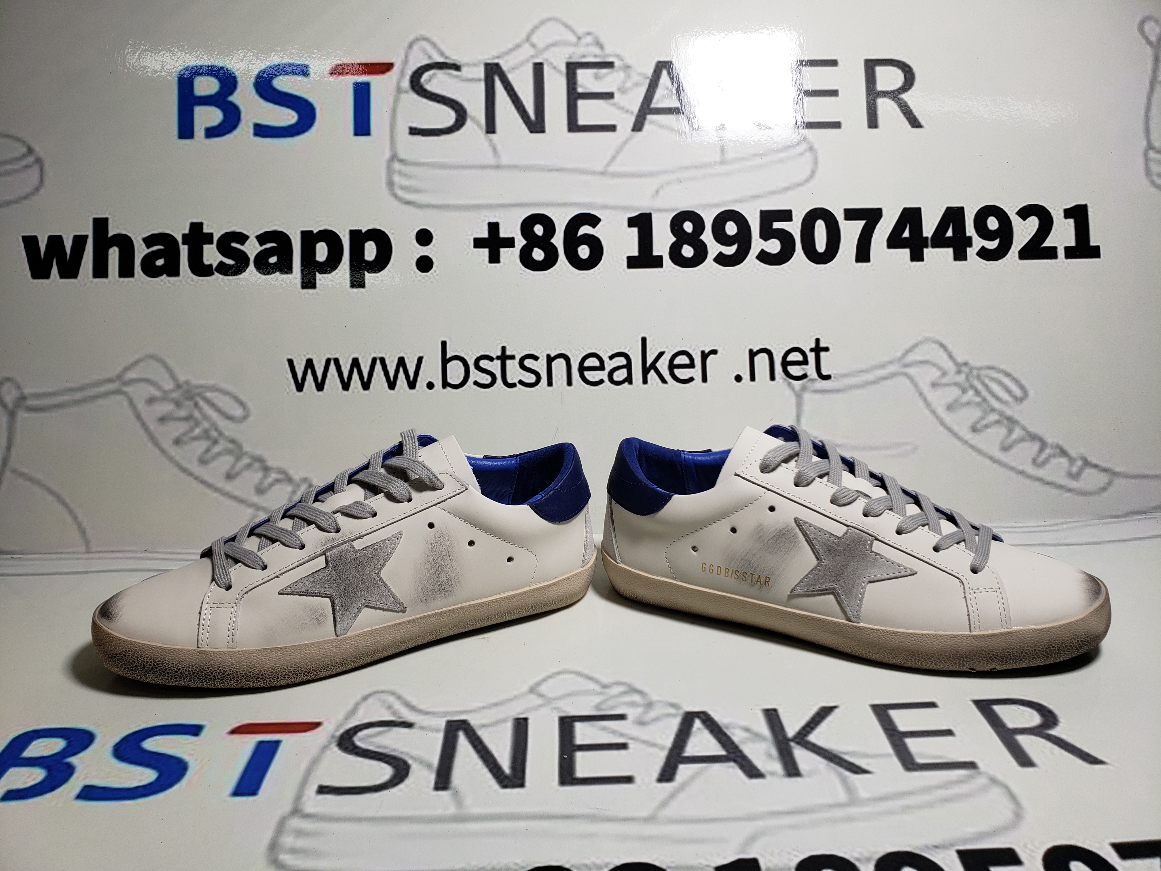 Bstsneaker-Golden Goose Super-Star White Navy Blue Heel Tab GMF00360-F003184-81753