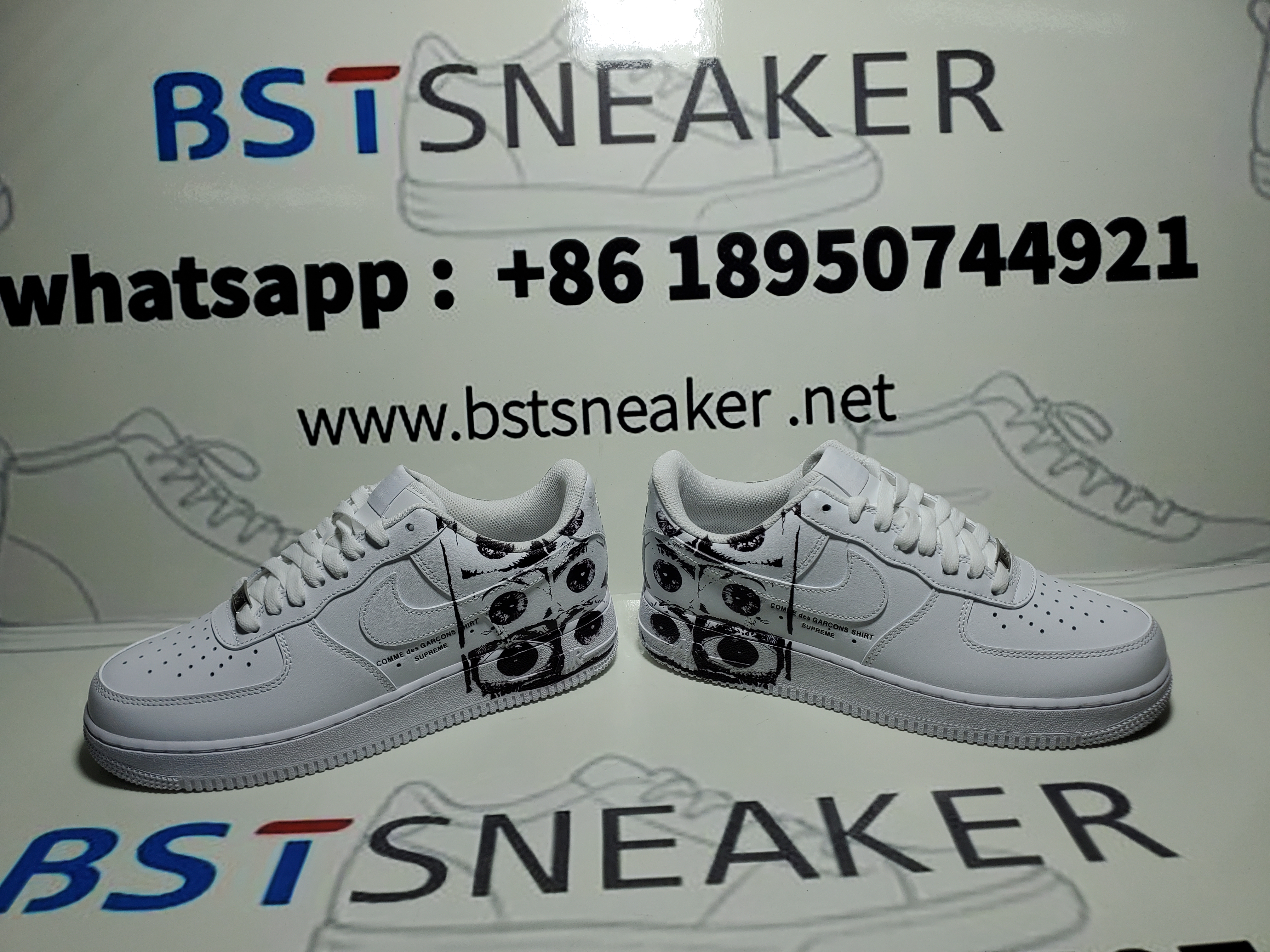 Bstsneaker-Supreme x Comme des Garçons SHIRT x Nike Air Force 1 Low 'Eyes' 923044-100