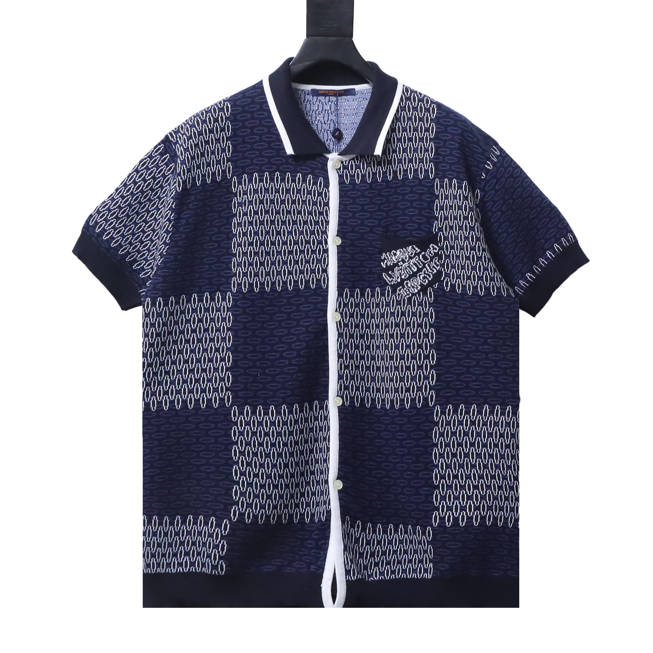 Bstsneaker-Louis Vuitton Damier Jacquard Short-Sleeved Cotton Jersey Shirt  180
