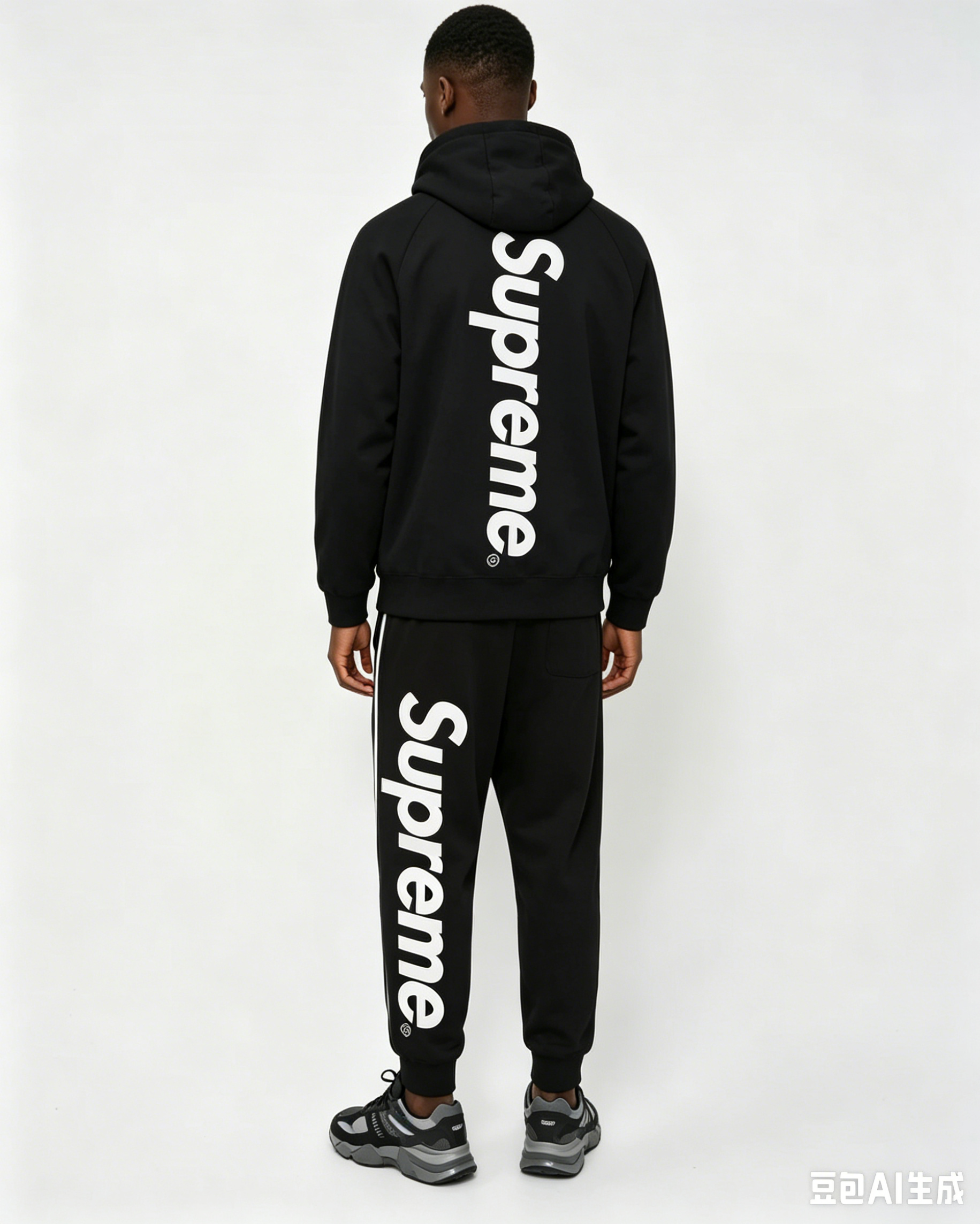Bstsneaker- Supreme Satin Applique Hooded Sweatshirt & Sweatpants Black