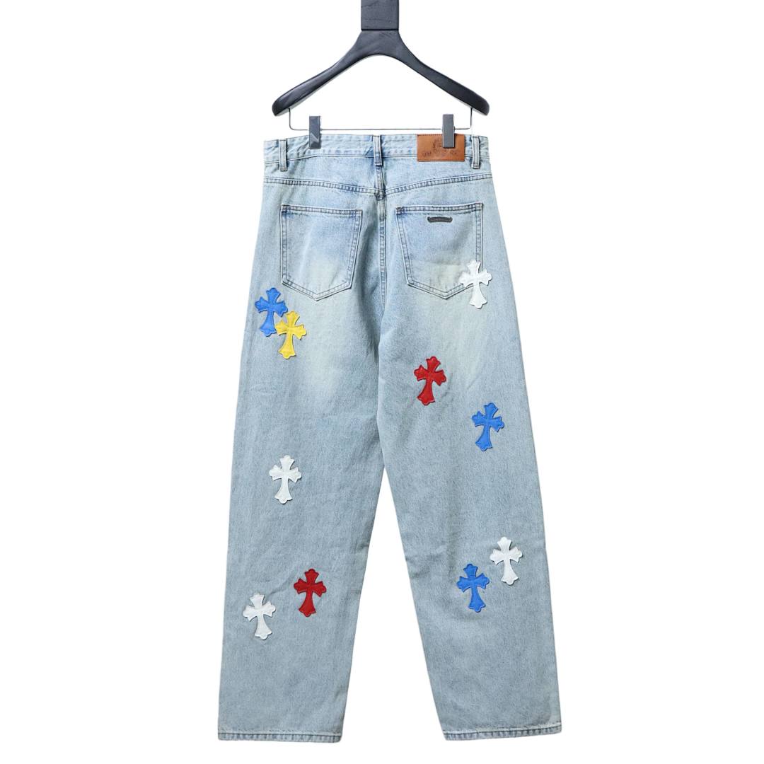 Bstsneaker-Chrome Hearts washed denim jeans Light blue 250