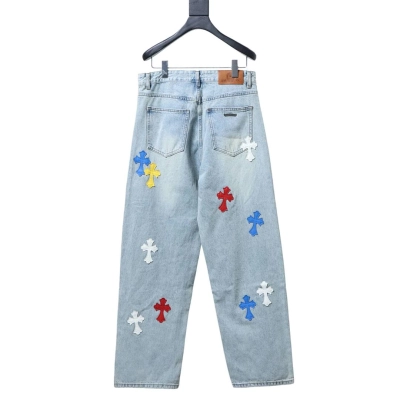 Bstsneaker-Chrome Hearts washed denim jeans Light blue 250 02