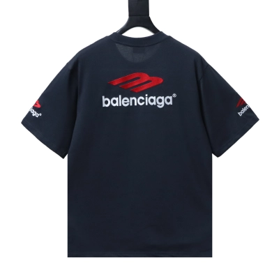 Bstsneaker-Balenciaga Camiseta  Logo Embroidered Preta Tshirt 140 02