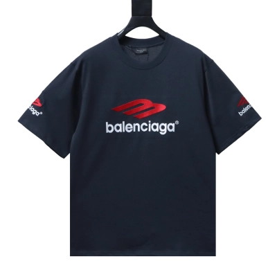 Bstsneaker-Balenciaga Camiseta  Logo Embroidered Preta Tshirt 140 01