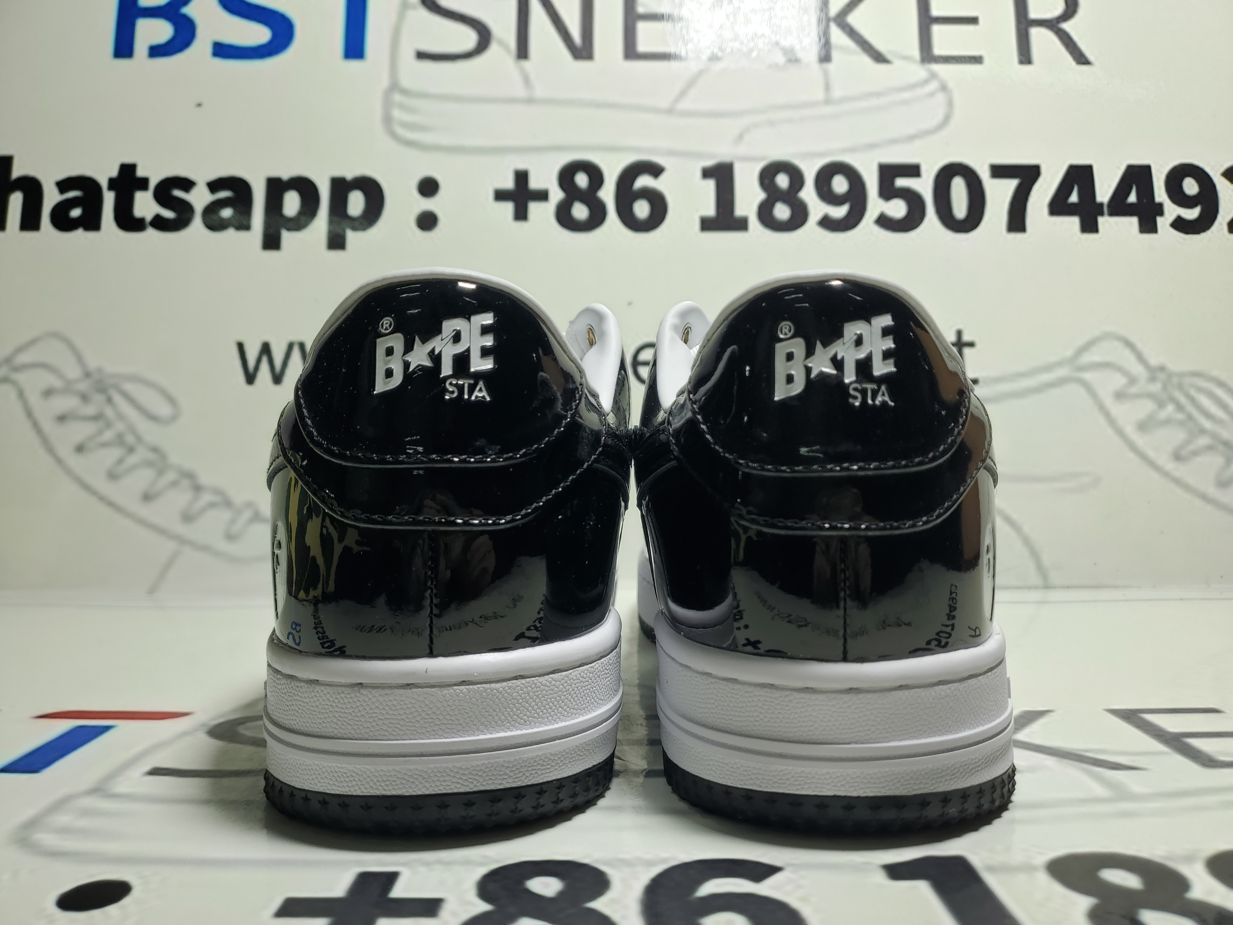Bstsneaker-A Bathing Ape Bape Sta Patent Leather Black White 1H70-291-001/1H70-191-002