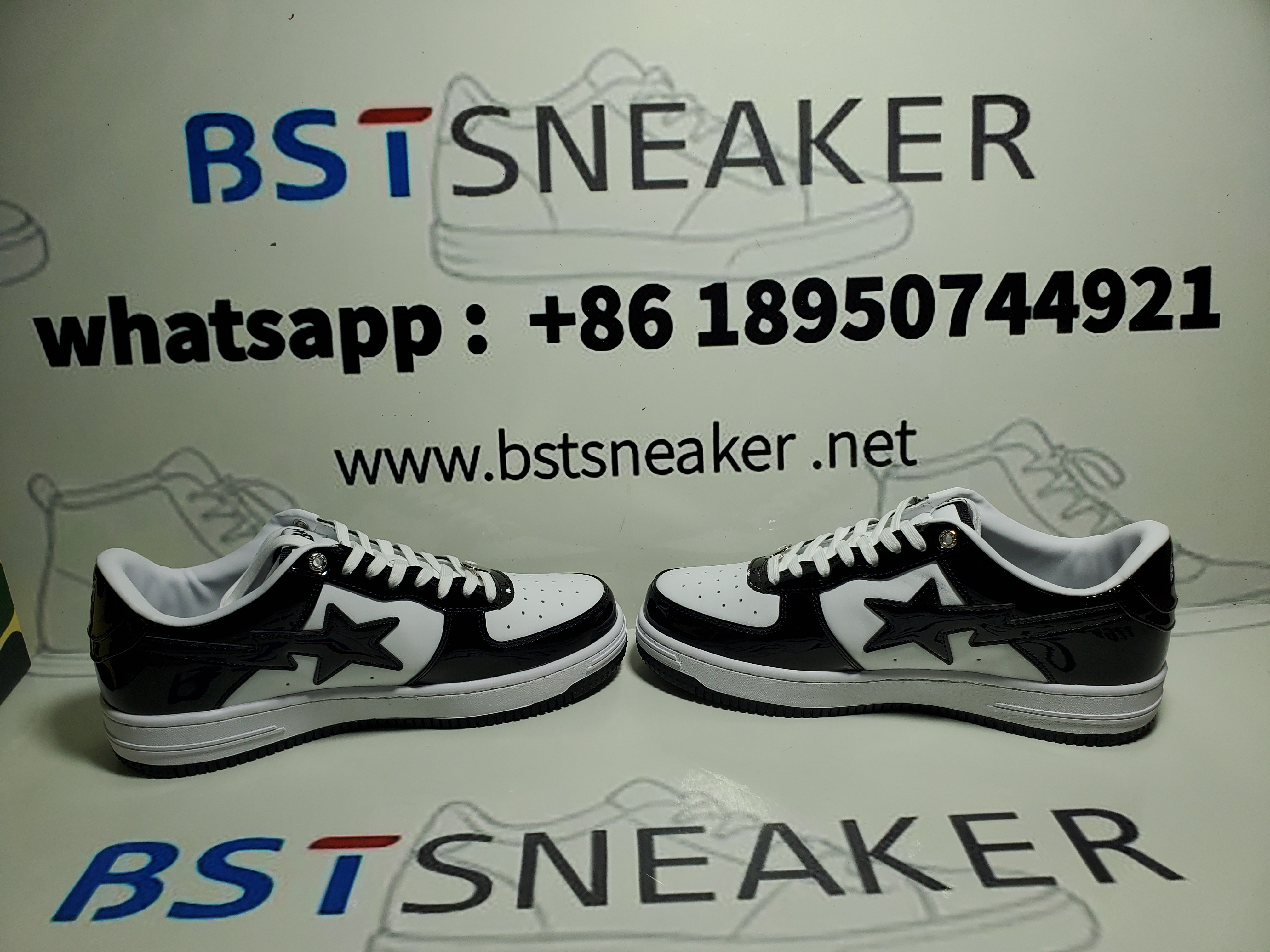 Bstsneaker-A Bathing Ape Bape Sta Patent Leather Black White 1H70-291-001/1H70-191-002