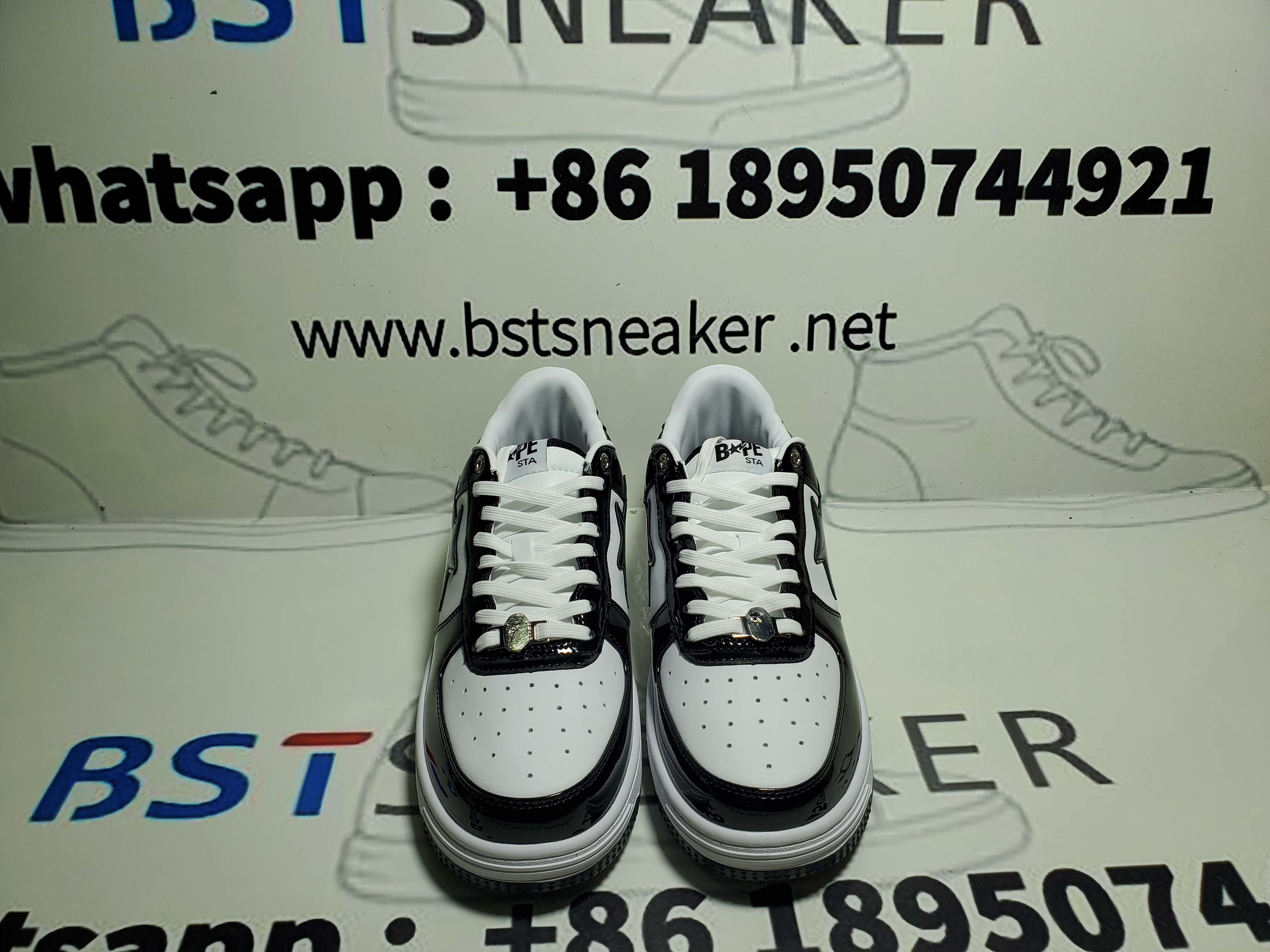 Bstsneaker-A Bathing Ape Bape Sta Patent Leather Black White 1H70-291-001/1H70-191-002