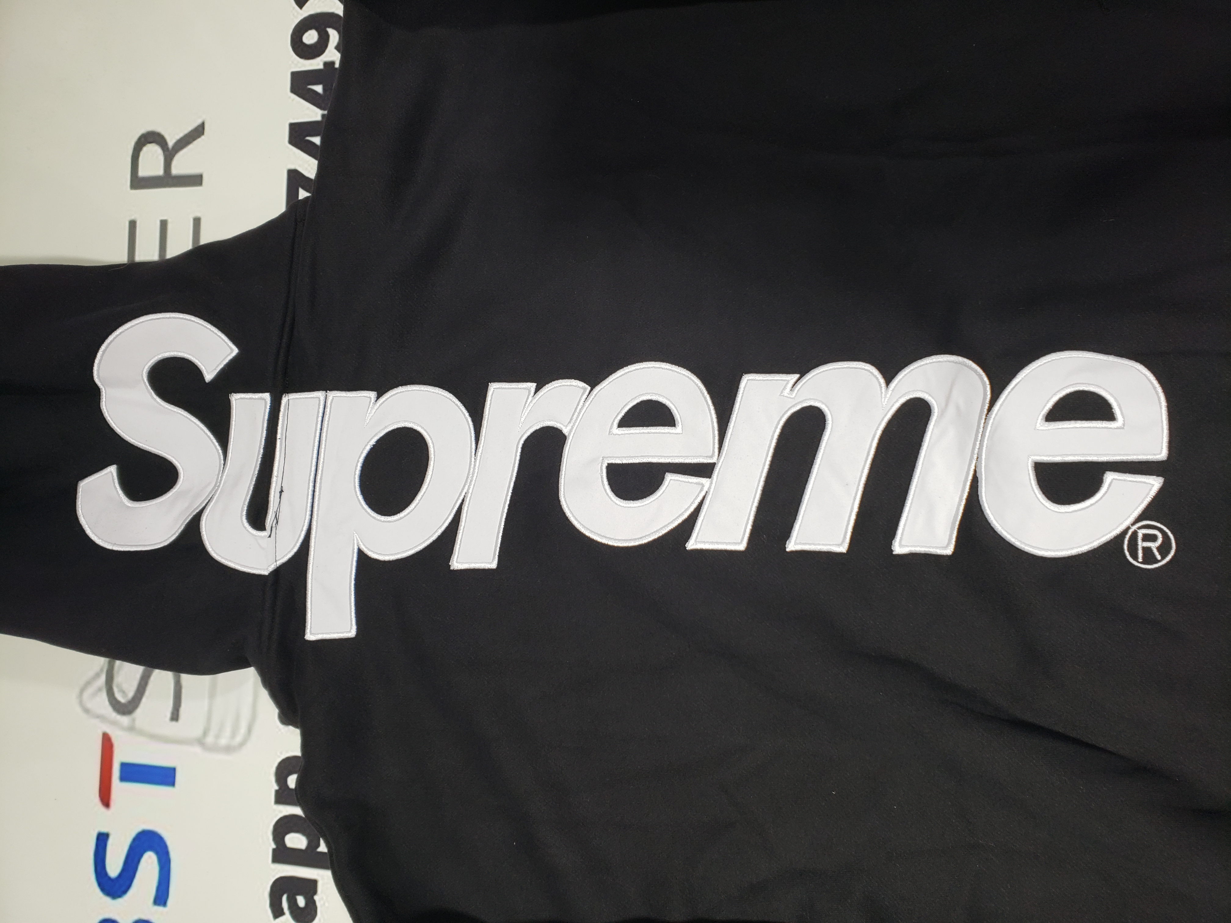 Bstsneaker-Supreme Satin Applique Hooded Sweatshirt Black