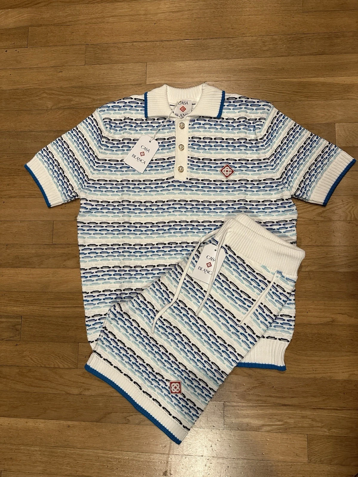 Bstsneaker-Casablanca Men's Tuck Stitch Striped Shirt/Short Set 380