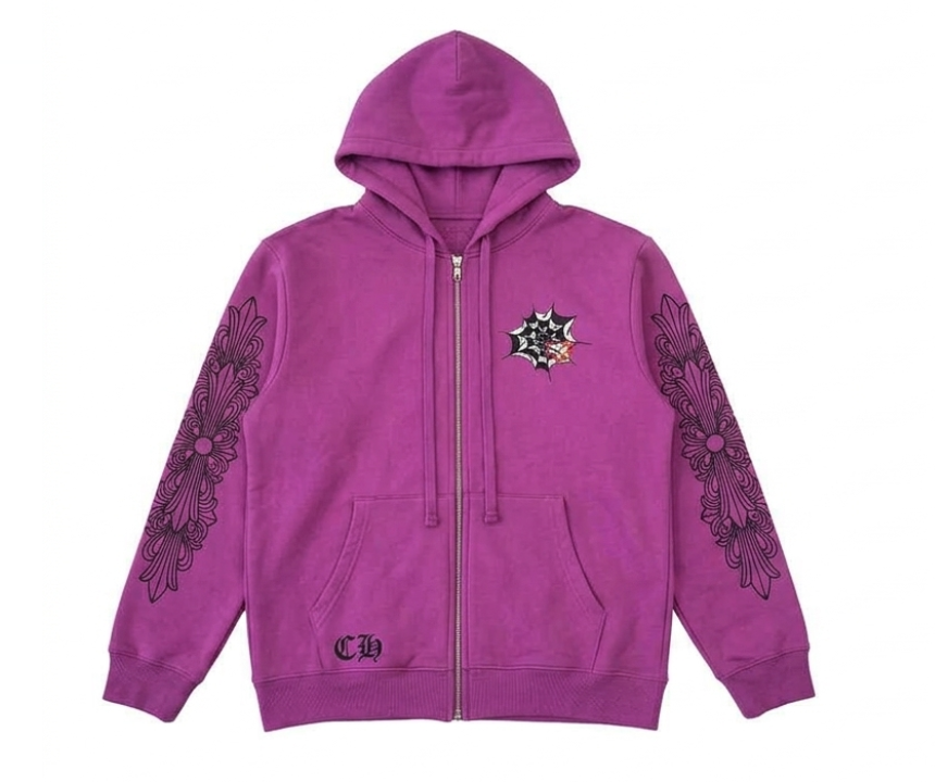 Bstsneaker-Chrome Hearts x Matty Boy Spider Web Hoodie Purple SS21 180