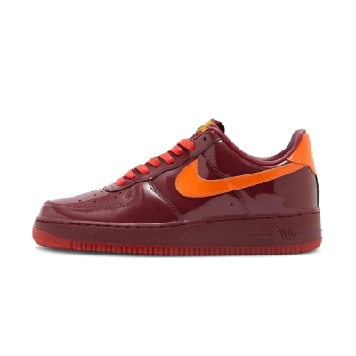 Bstsneaker-Nike Air Force 1 Low Patent Leather Dark Team Red Safety Orange 01