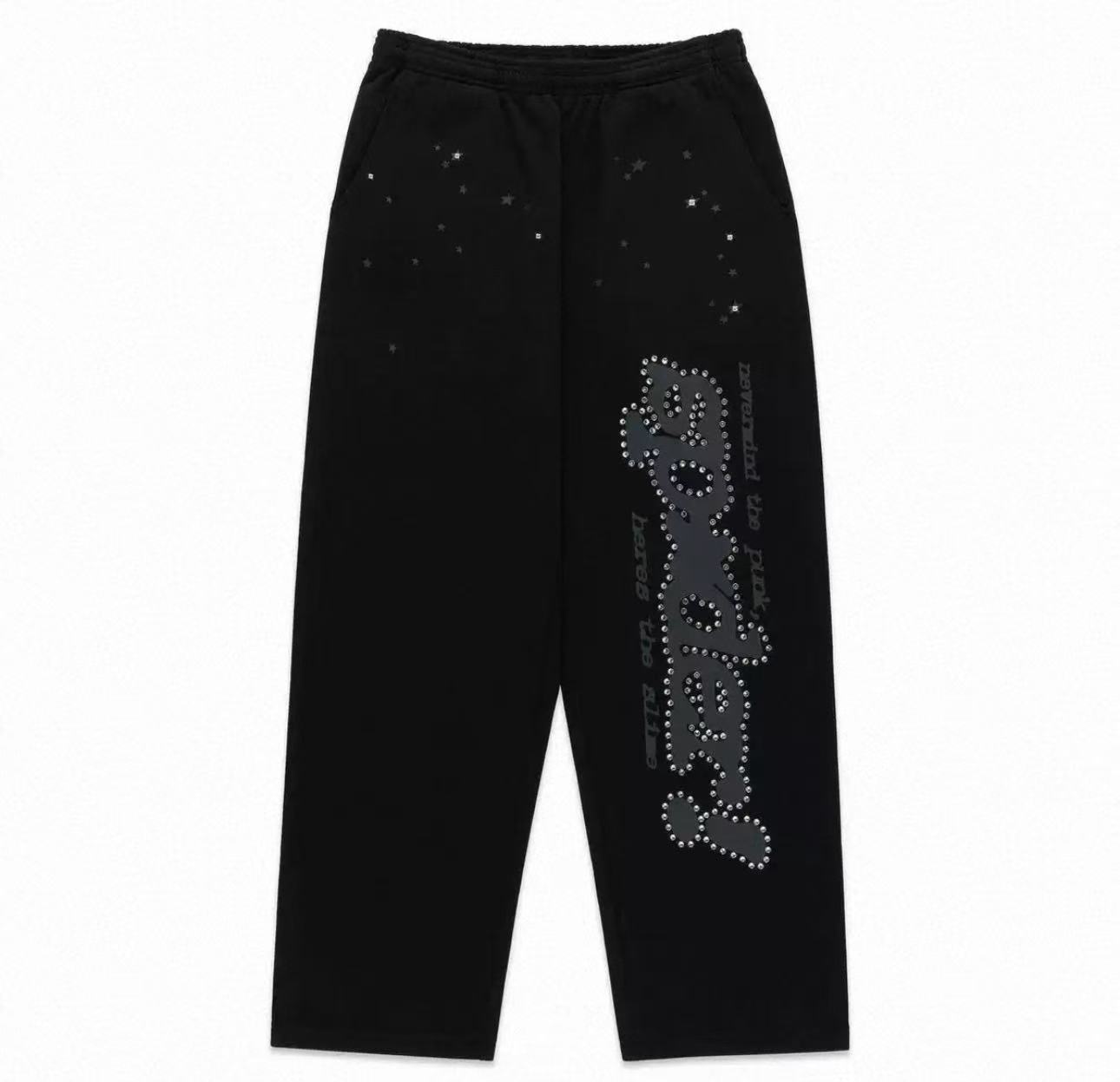 Bstsneaker-Sp5der Rhinestone Punk V2 Sweatpant Black 160